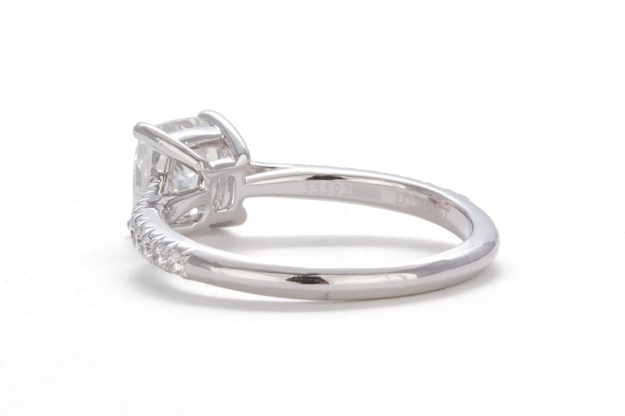 Cushion Cut Tiffany & Co. Certified Platinum Cushion Diamond Novo Solitaire Engagement Ring