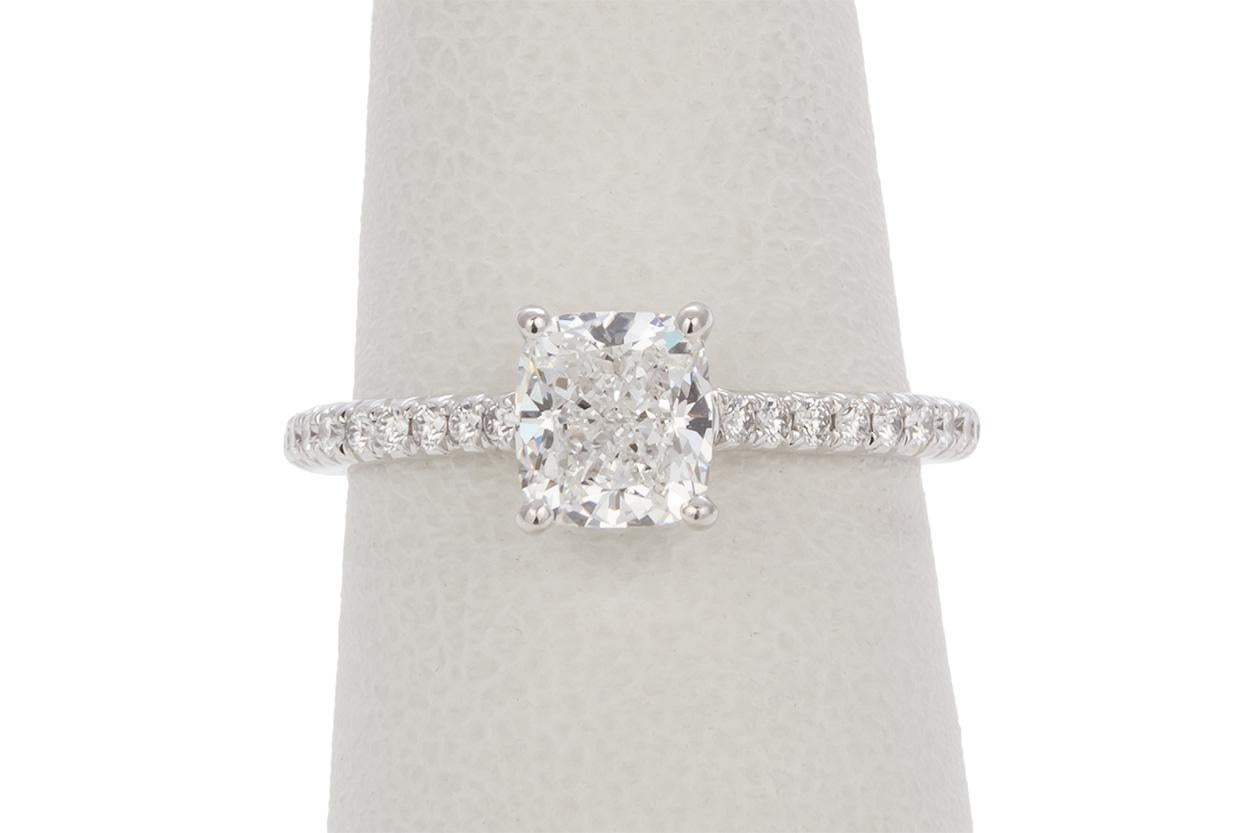 Tiffany & Co. Certified Platinum Cushion Diamond Novo Solitaire Engagement Ring 1