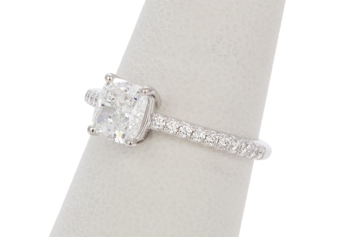 Tiffany & Co. Certified Platinum Cushion Diamond Novo Solitaire Engagement Ring 2
