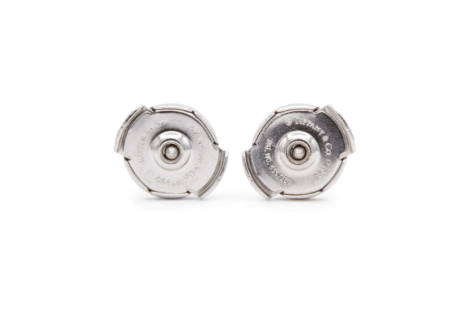 Contemporary Tiffany & Co. Certified Platinum & Round Diamond Stud Earrings 0.66ctw F/VVS2