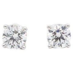 Tiffany & Co. Certified Platinum & Round Diamond Stud Earrings 0.66ctw F/VVS2