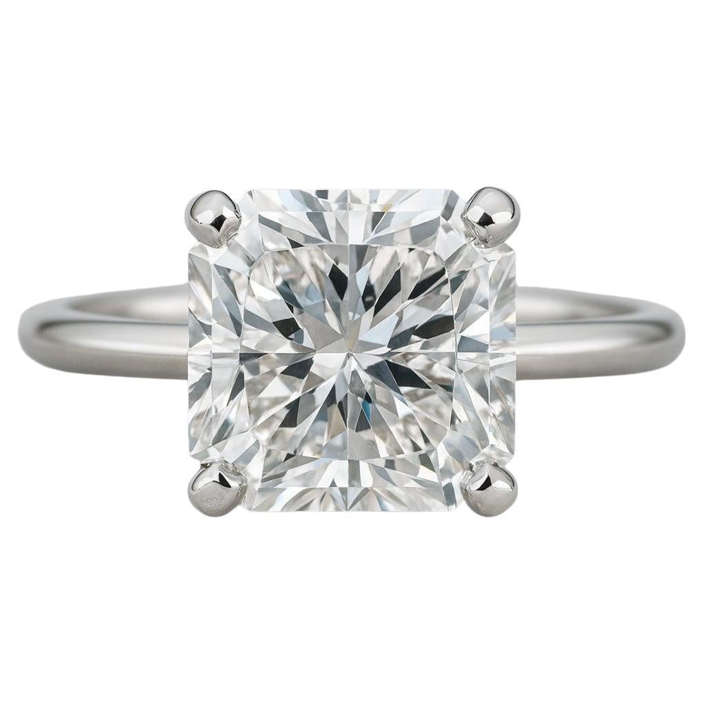 Tiffany 
Co. Certified Platinum Solitaire Ring with Cut-Corner Square Brilliant For Sale