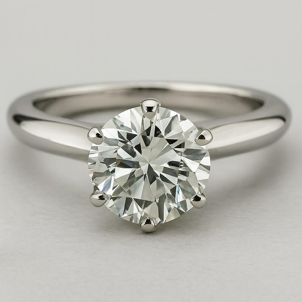 Contemporain Tiffany & Co. Bague solitaire en platine certifié avec diamant rond brillant en vente