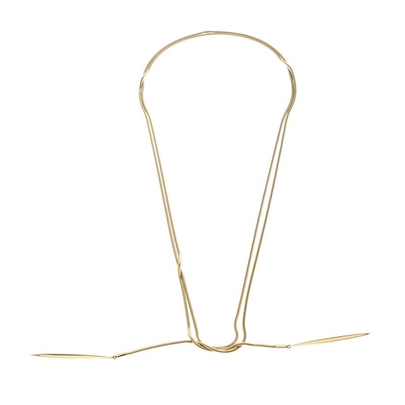 Tiffany & Co. Chain Feather 18k Yellow Gold Lariat Wrap Necklace (Zeitgenössisch)
