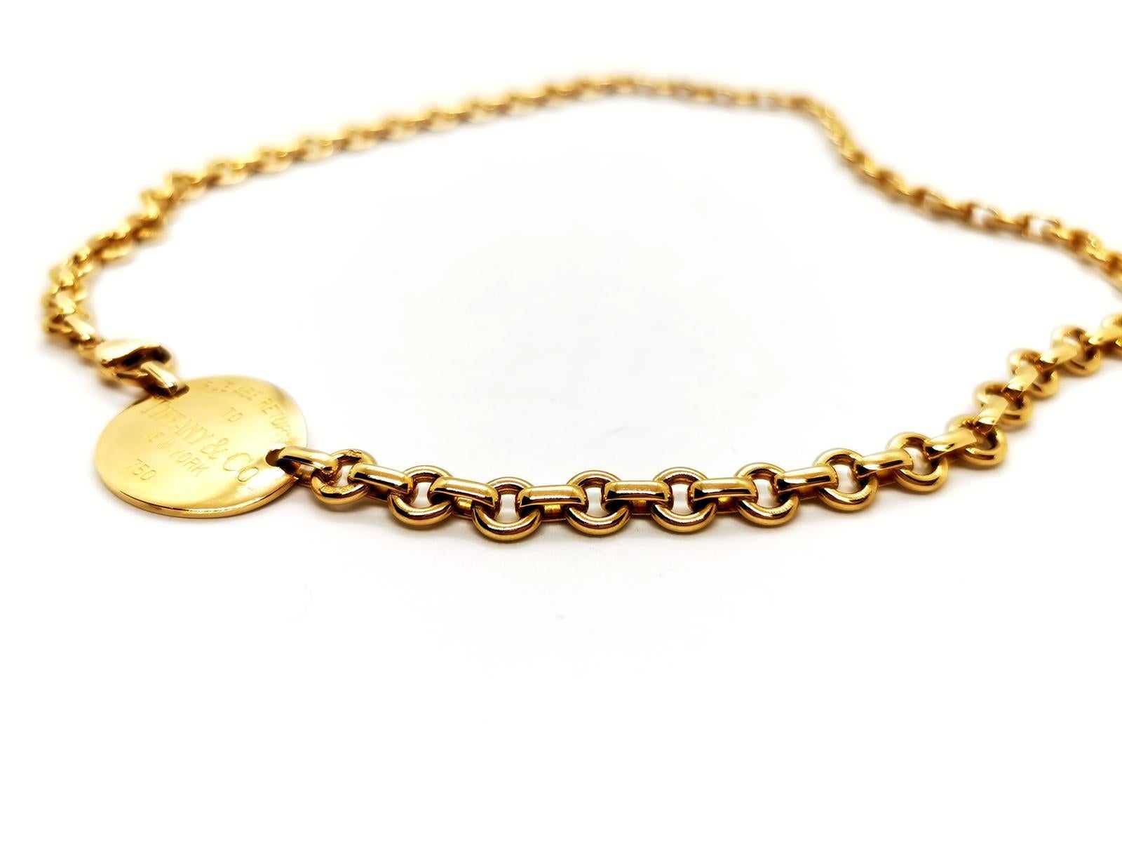 Women's Tiffany & Co Chain Necklace Return to Tiffany Yellow Gold