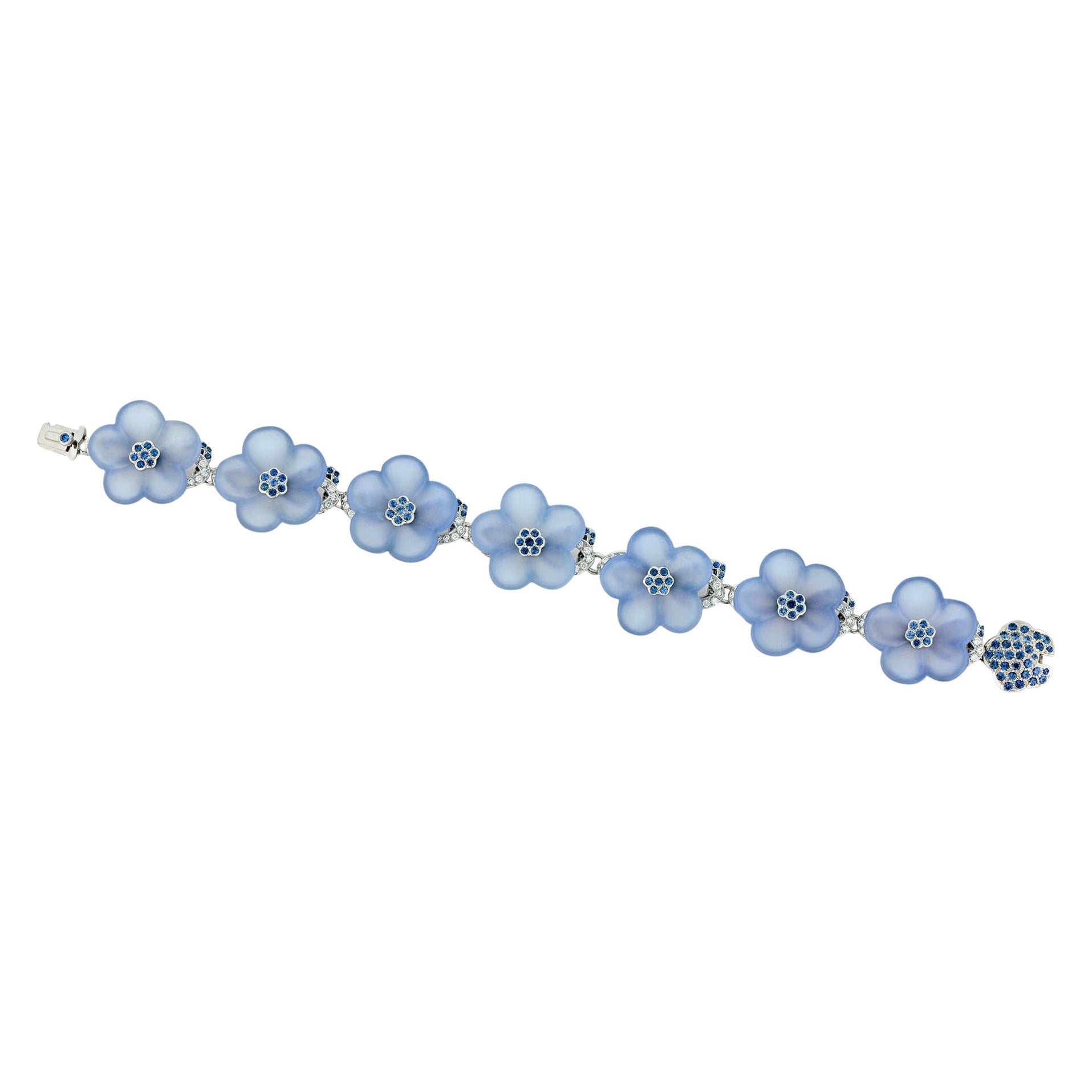 Tiffany & Co. Chalcedony And Blue Sapphire Flower Bracelet