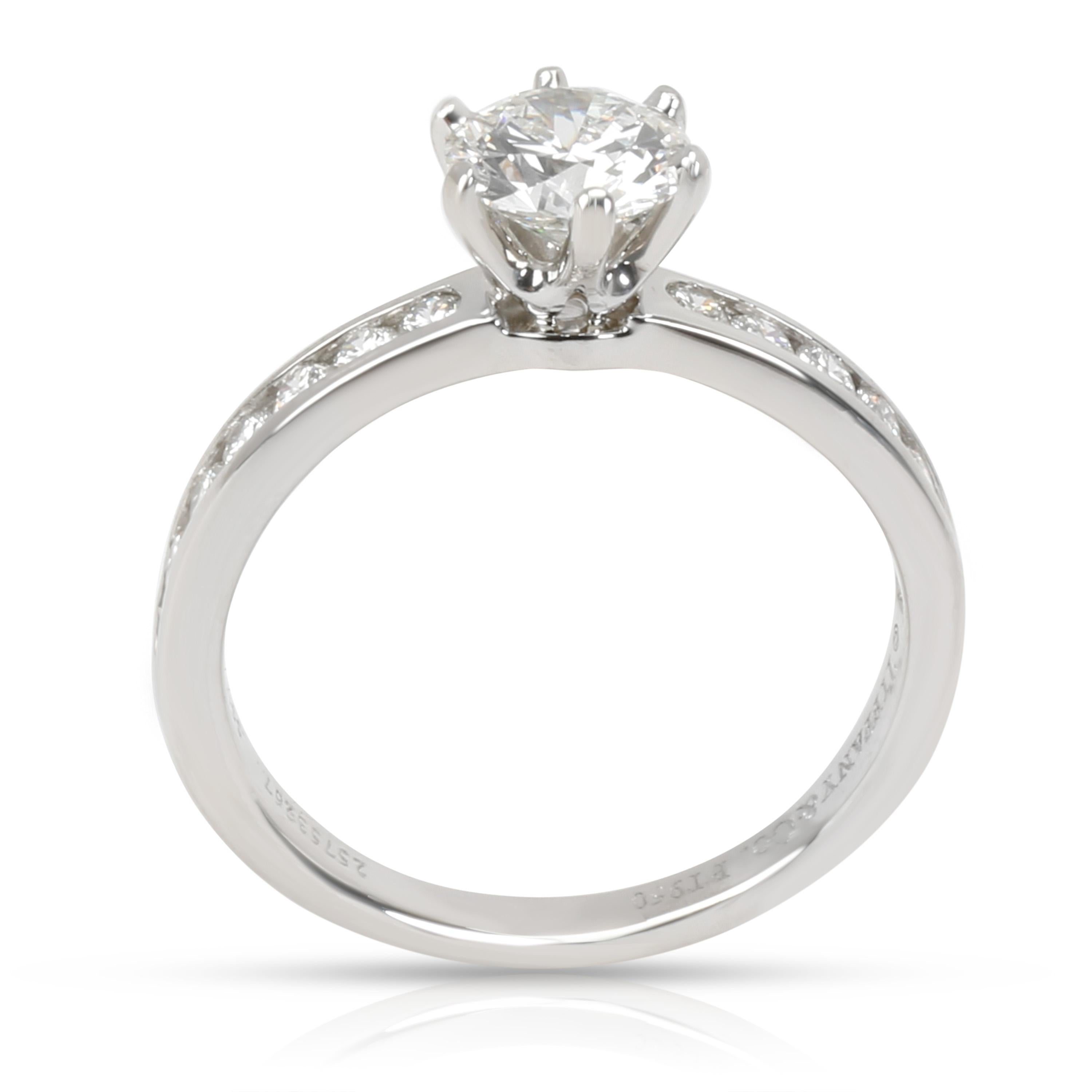 Round Cut Tiffany & Co. Channel Diamond Engagement Ring in Platinum F VVS2 0.78 Carat