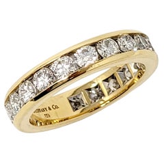 Tiffany & Co. Channel Set Diamond Eternity Anniversary Band Ring 18 Karat Gold