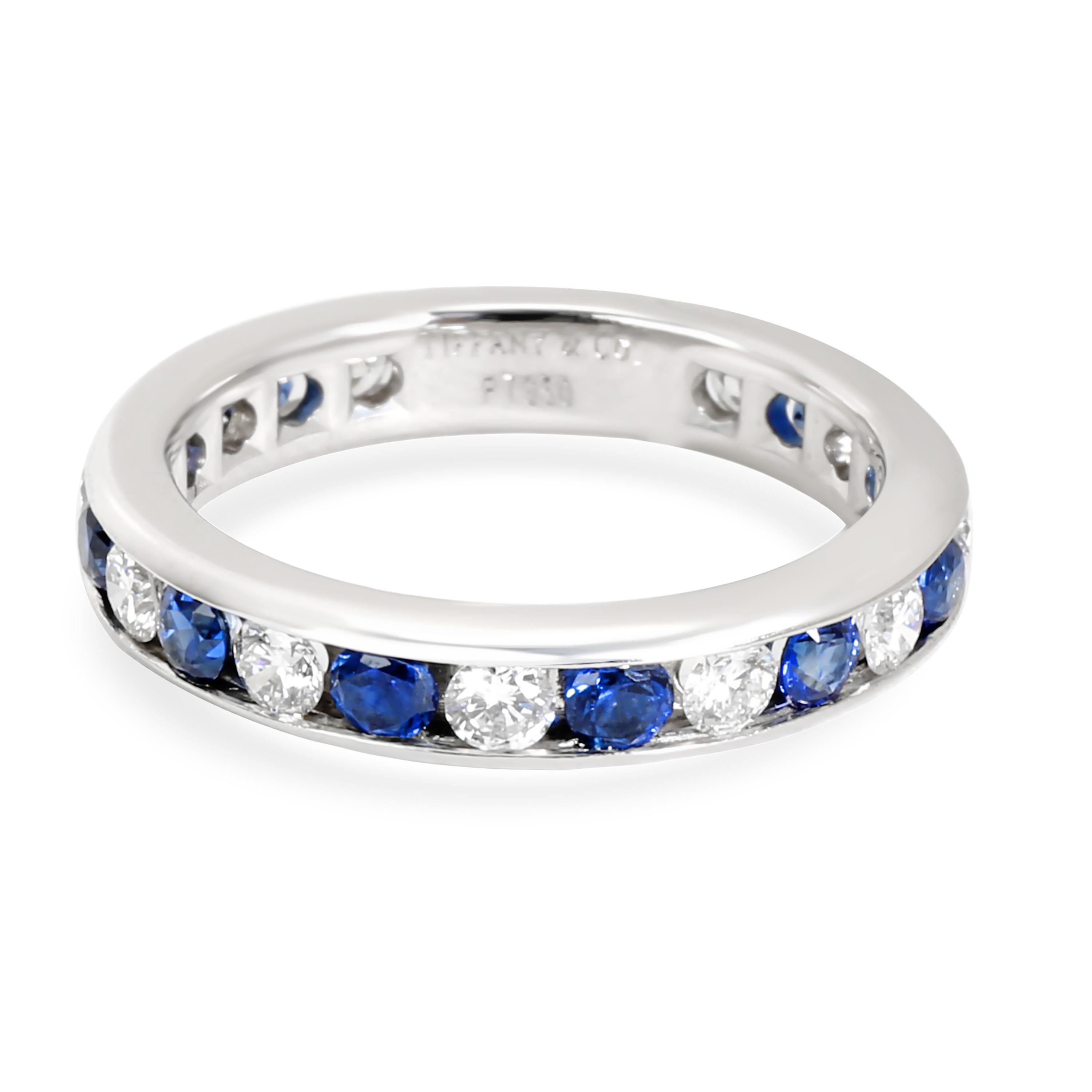 Tiffany and Co. Channel Set Diamond and Sapphire Band in Platinum 0.6 ...