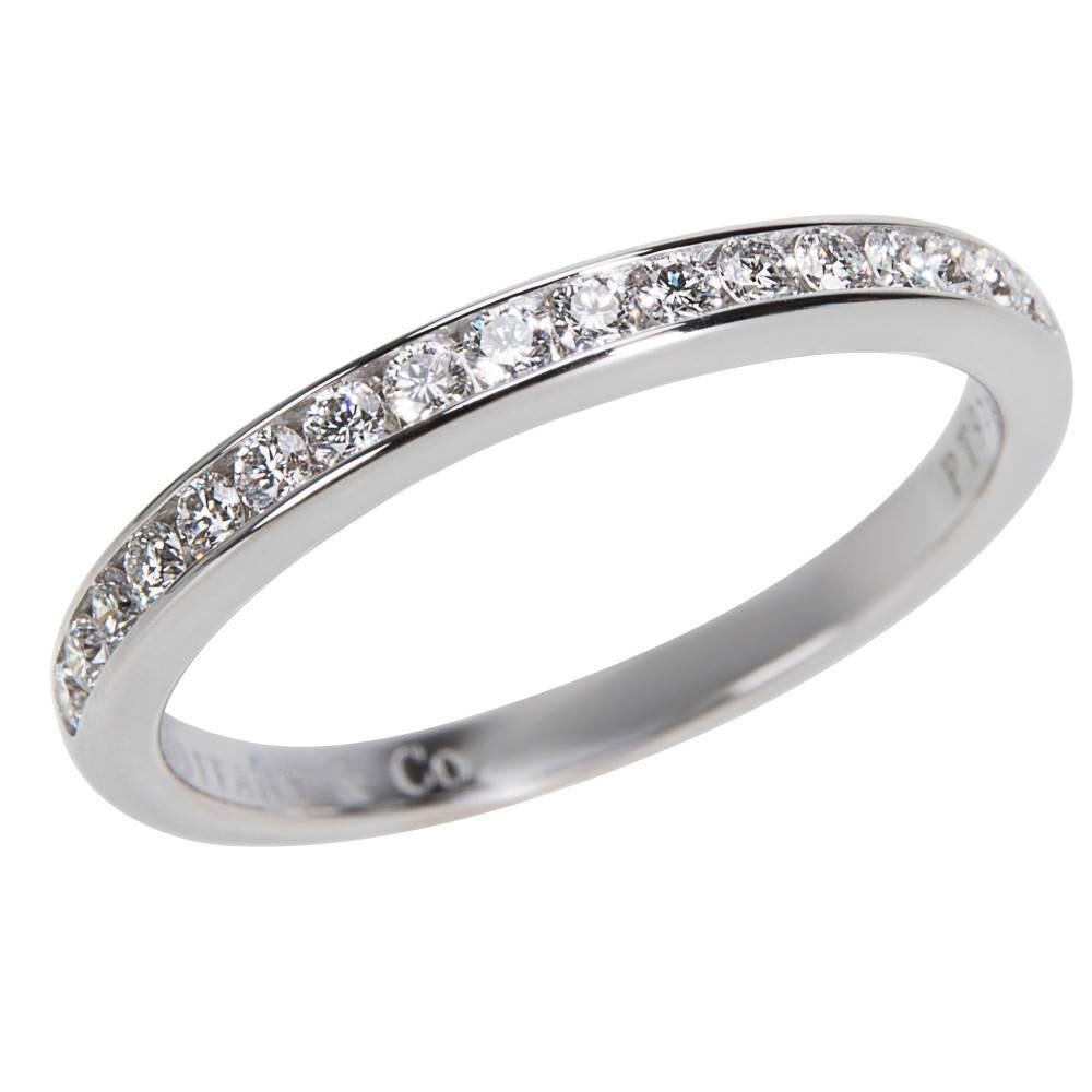 Round Cut Tiffany & Co. Channel Set Diamond Wedding Band in Platinum 0.24 Carat