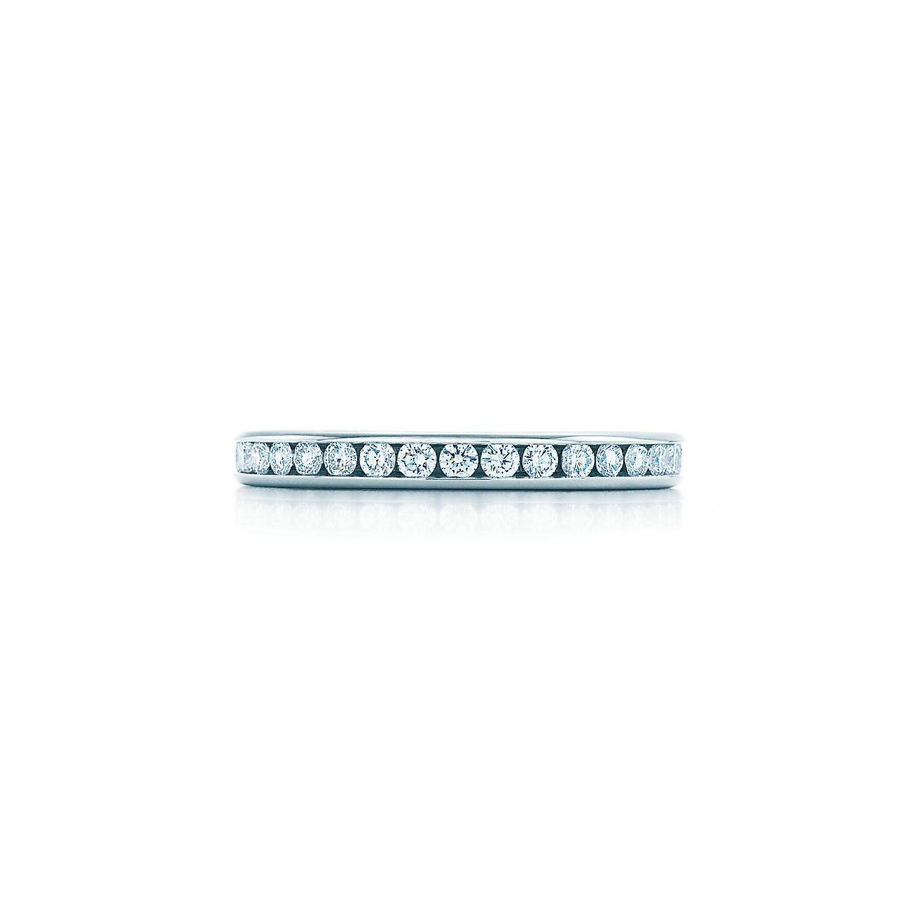 Tiffany & Co Channel Set Round Diamond Half Circle Wedding Band Platinum #1 For Sale 5