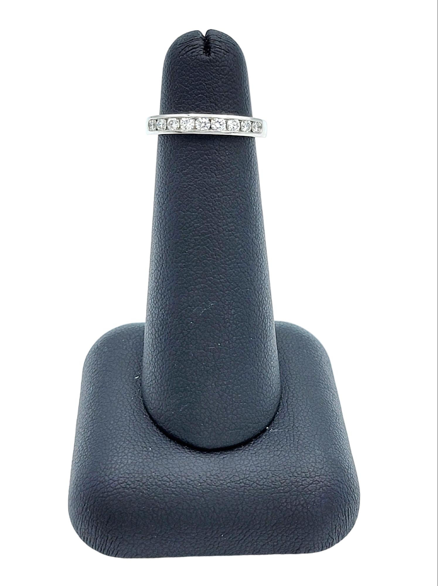 Tiffany & Co. Channel Set Round Diamond Semi-Eternity Platinum Wedding Band Ring For Sale 4