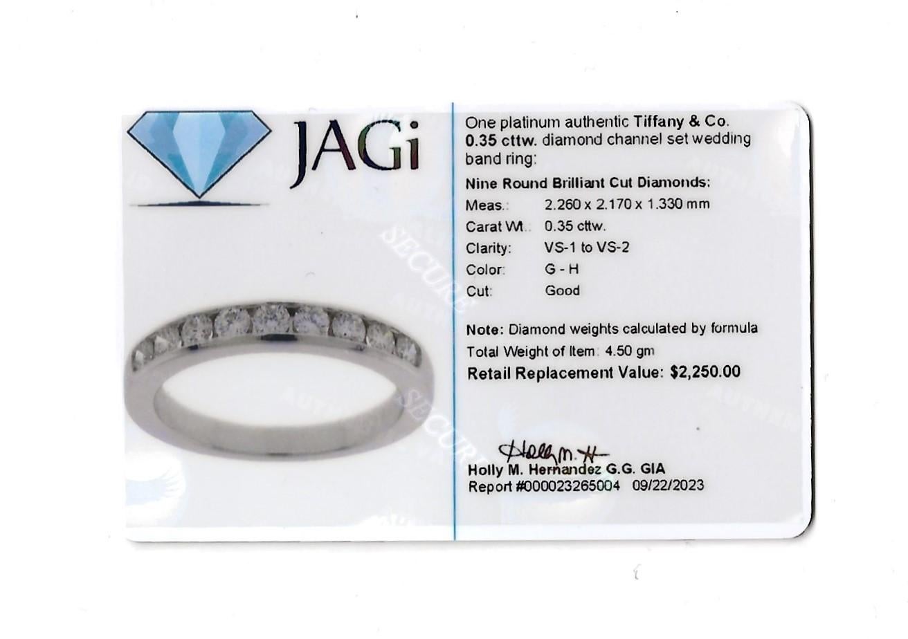 Tiffany & Co. Channel Set Round Diamond Semi-Eternity Platinum Wedding Band Ring For Sale 5