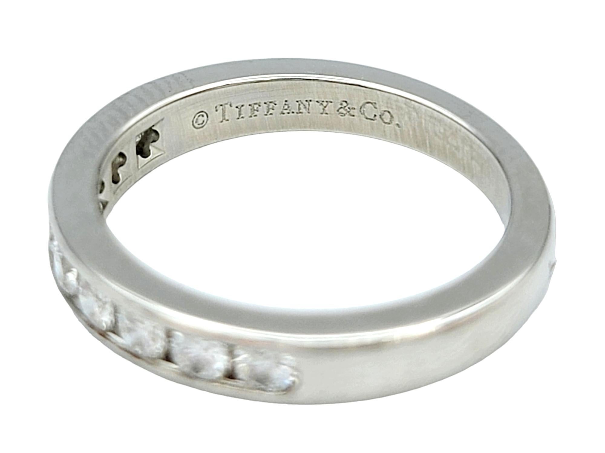Tiffany & Co. Channel Set Round Diamond Semi-Eternity Platinum Wedding Band Ring For Sale 2
