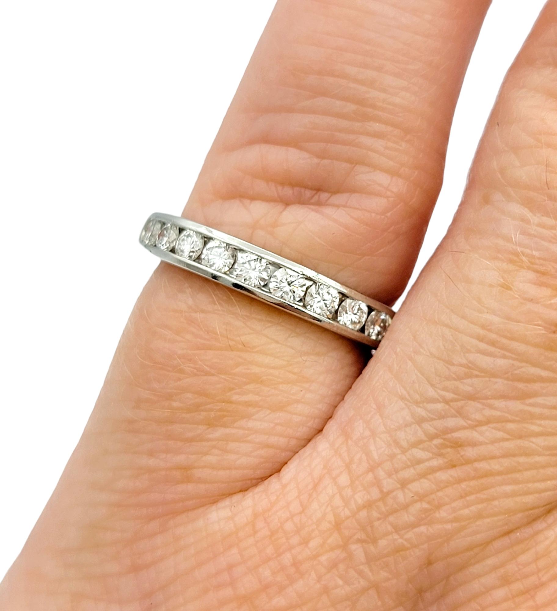 Tiffany & Co. Channel Set Round Diamond Semi-Eternity Platinum Wedding Band Ring For Sale 3