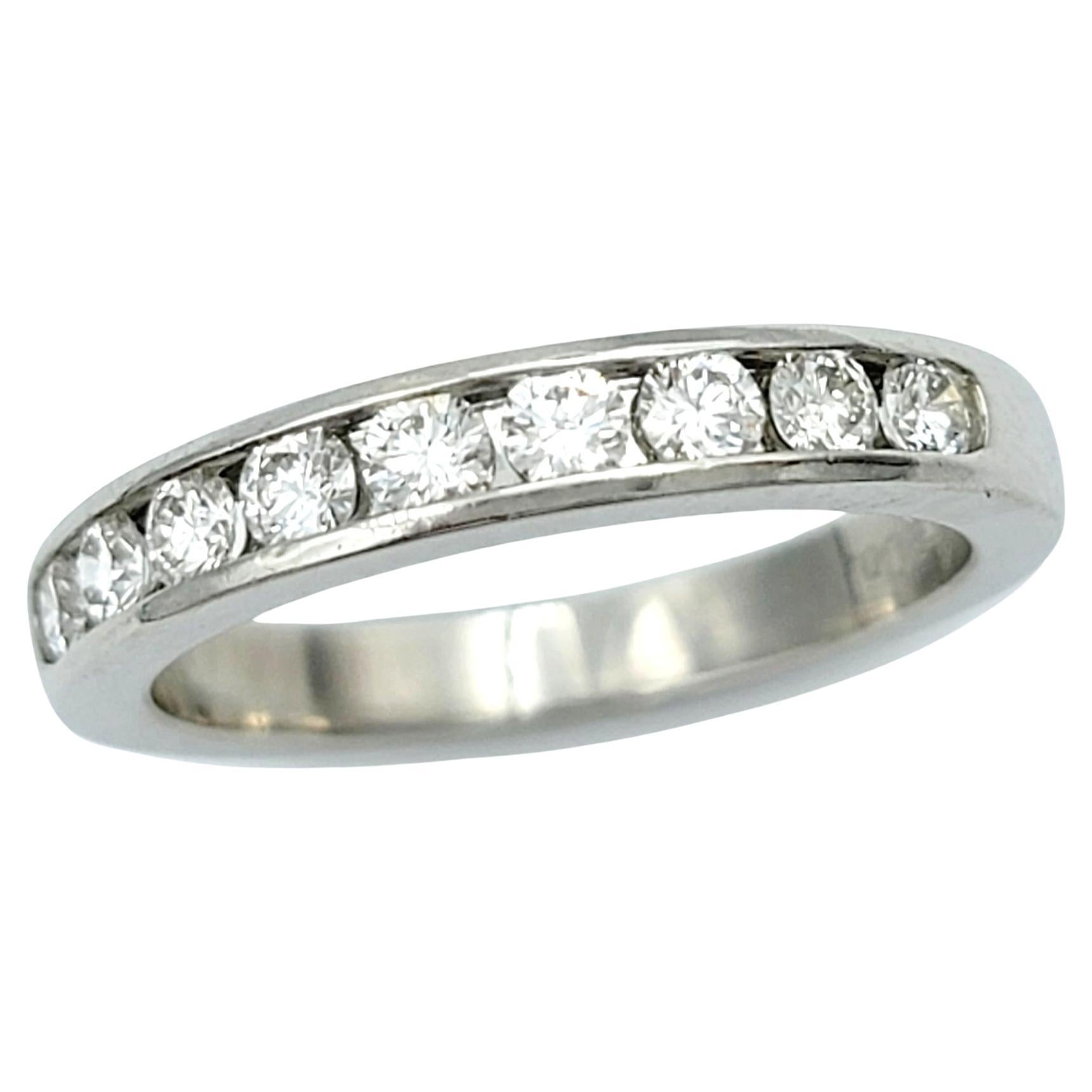 Tiffany & Co. Channel Set Round Diamond Semi-Eternity Platinum Wedding Band Ring For Sale
