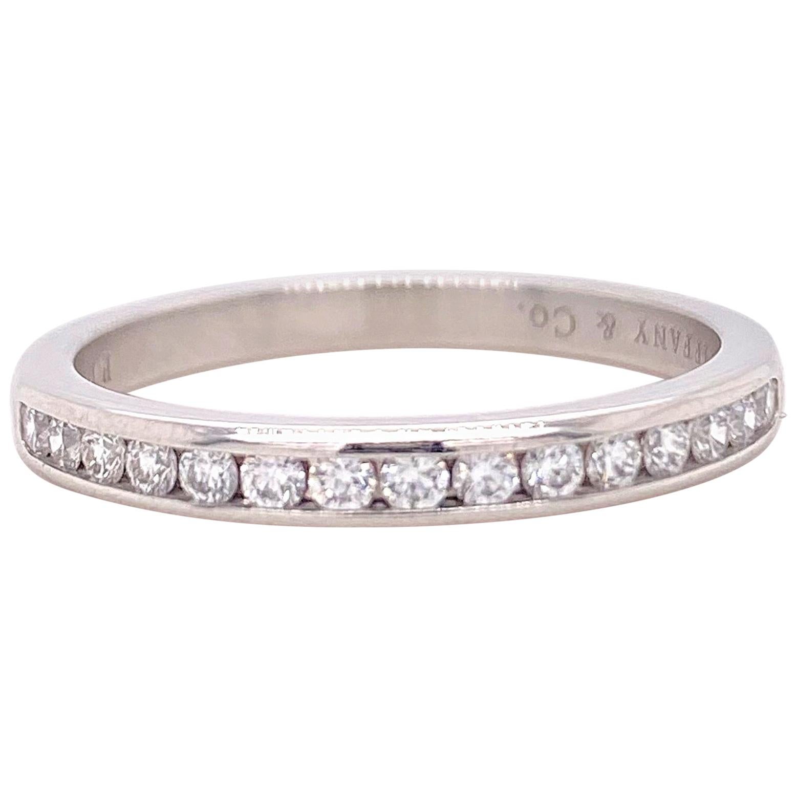 Tiffany & Co. Channel Set Round Diamond Wedding Band 0.24 Carat Platinum For Sale