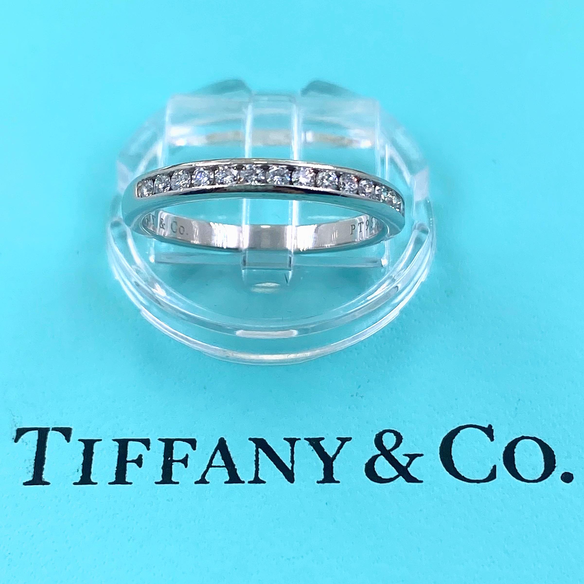 Tiffany & Co. Channel Set Round Diamond Wedding Band 0.24 Carat Platinum For Sale 2