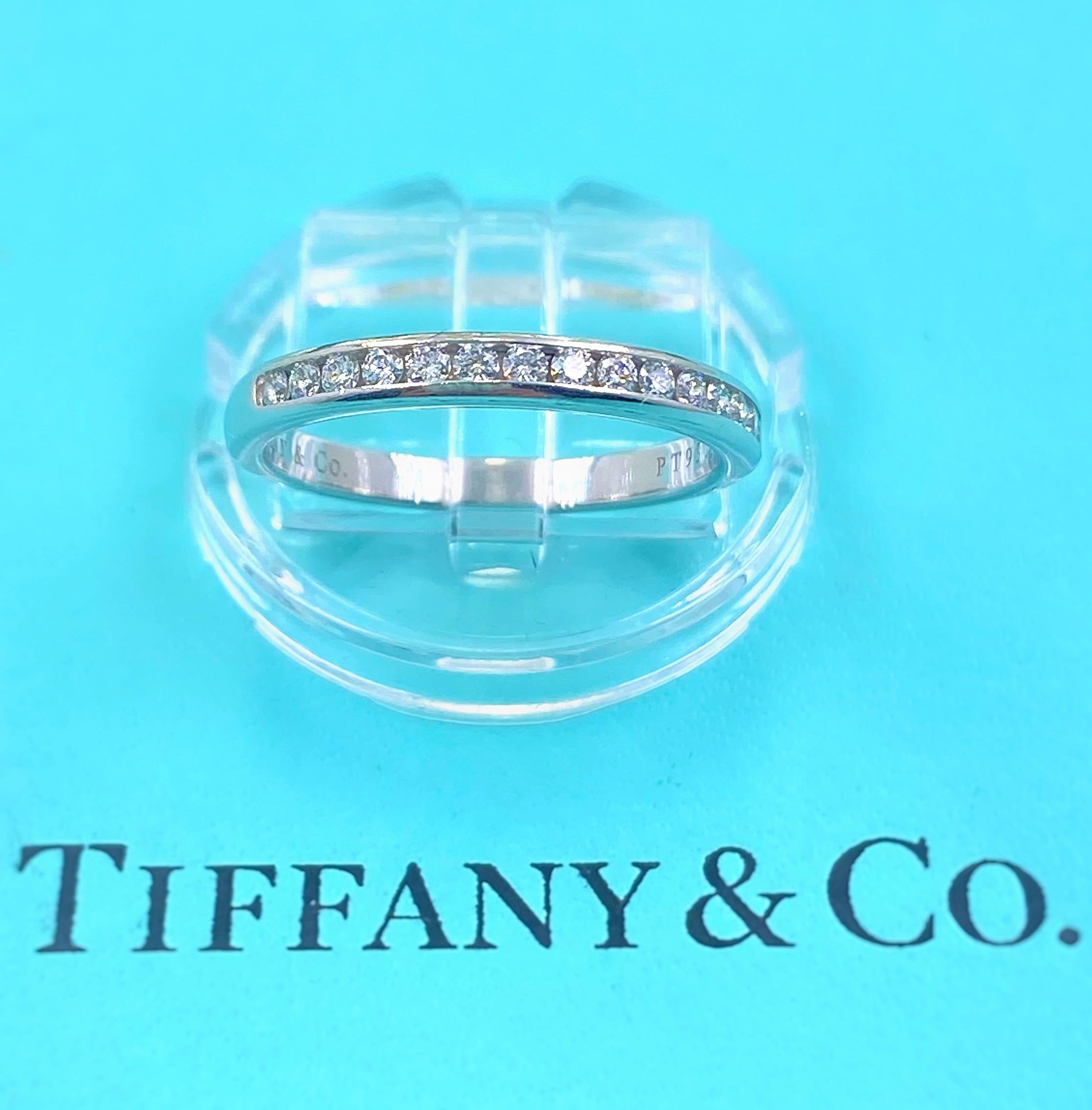 Tiffany & Co. Channel Set Round Diamond Wedding Band 0.24 Carat Platinum For Sale 3