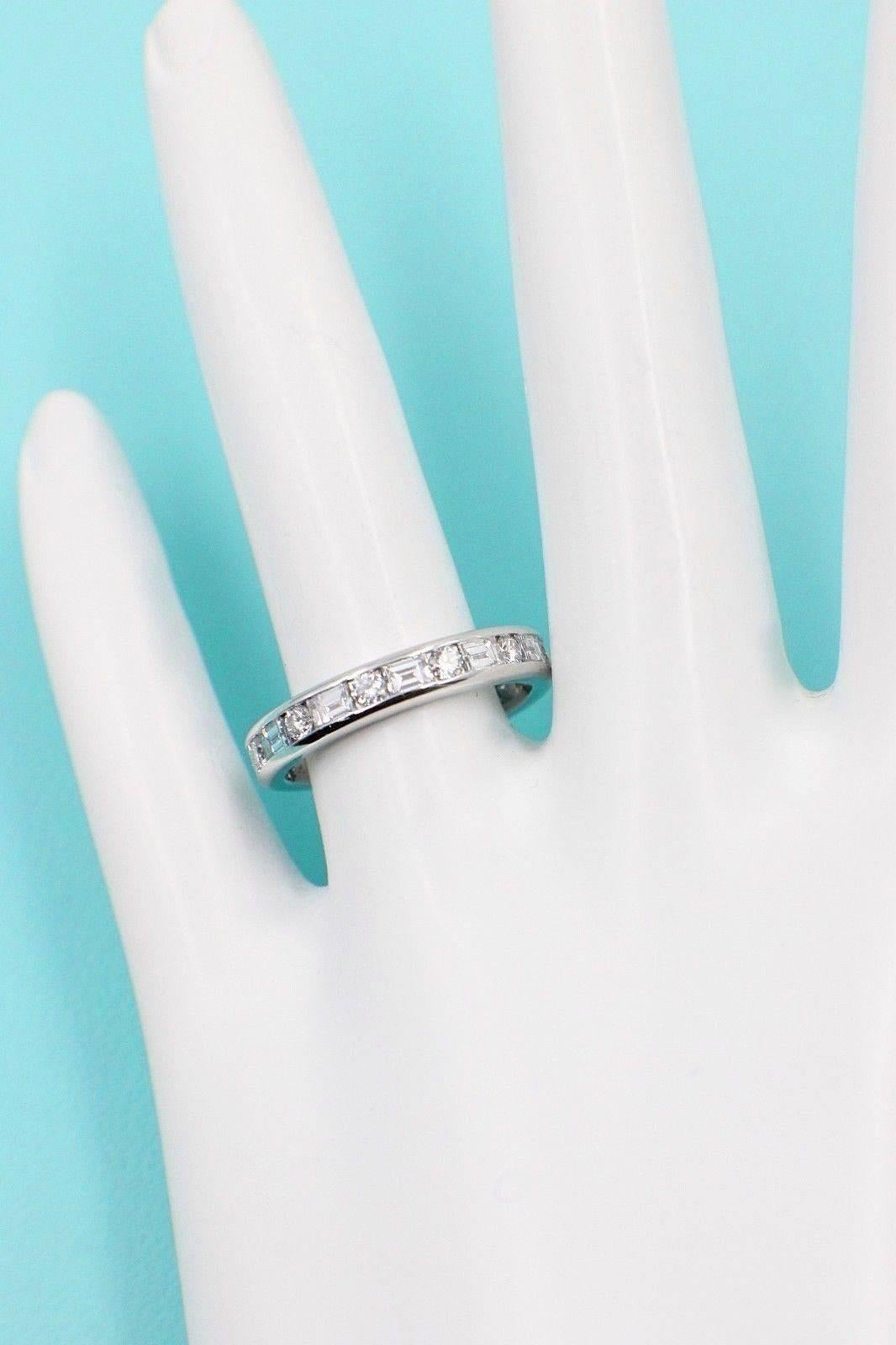 Round Cut Tiffany & Co. Channel Set Rounds & Baguettes Diamond Eternity Platinum Band Ring