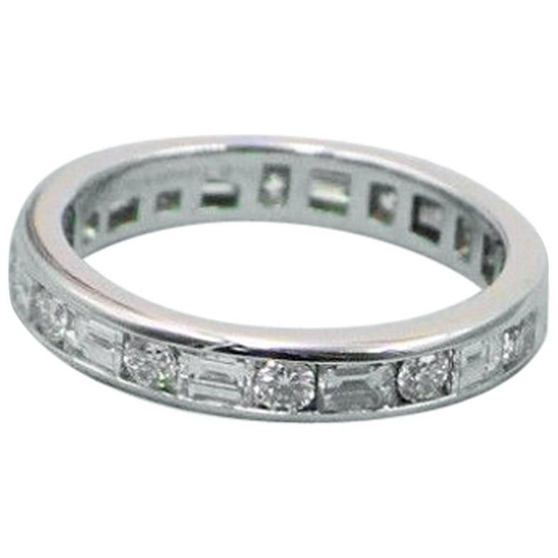 Tiffany & Co. Channel Set Rounds & Baguettes Diamond Eternity Platinum Band Ring