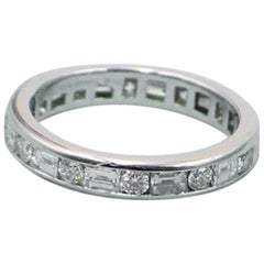 Tiffany & Co. Channel Set Rounds & Baguettes Diamond Eternity Platinum Band Ring