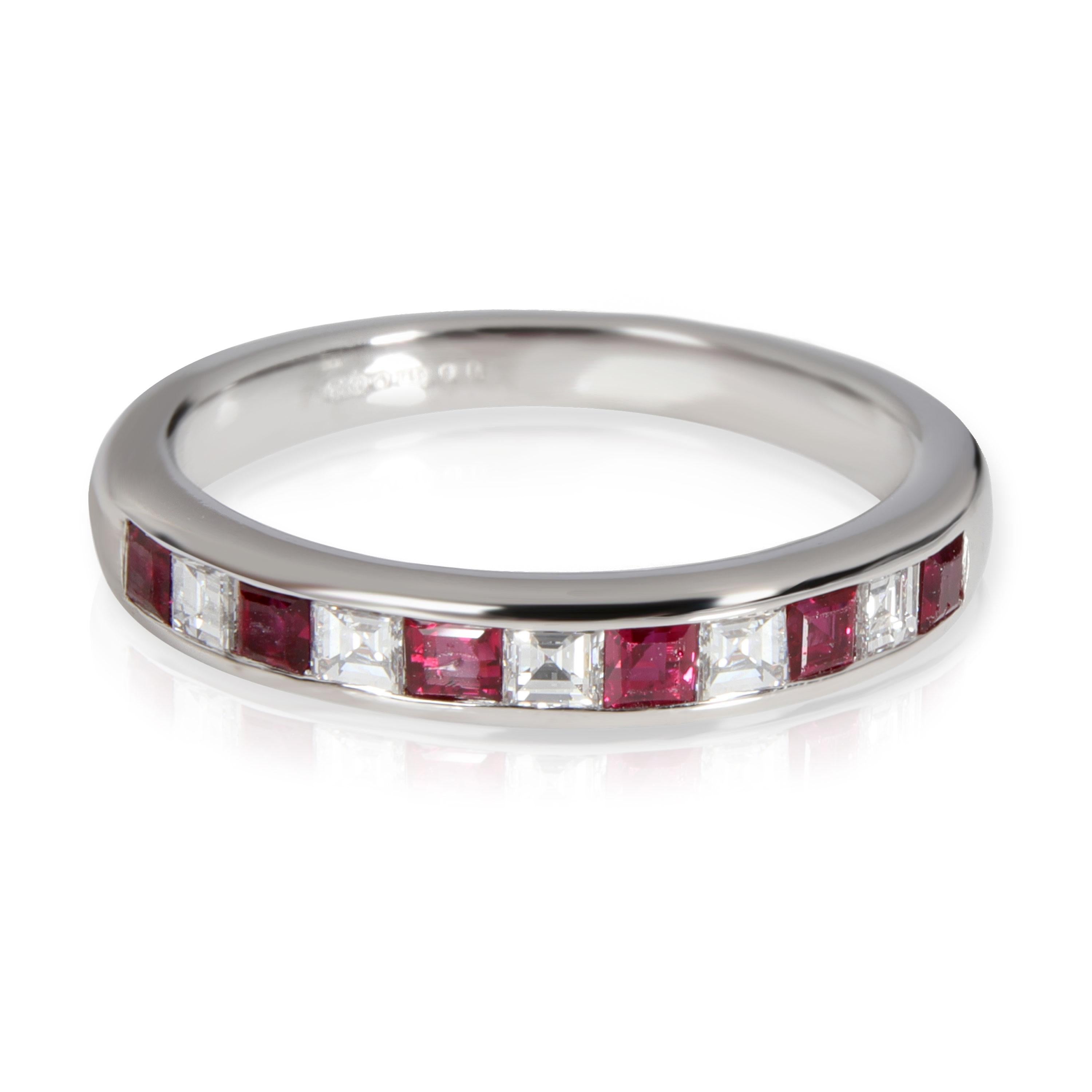 Tiffany & Co. Channel Set Ruby Diamond Band in Platinum 0.25 Carat In Excellent Condition In New York, NY