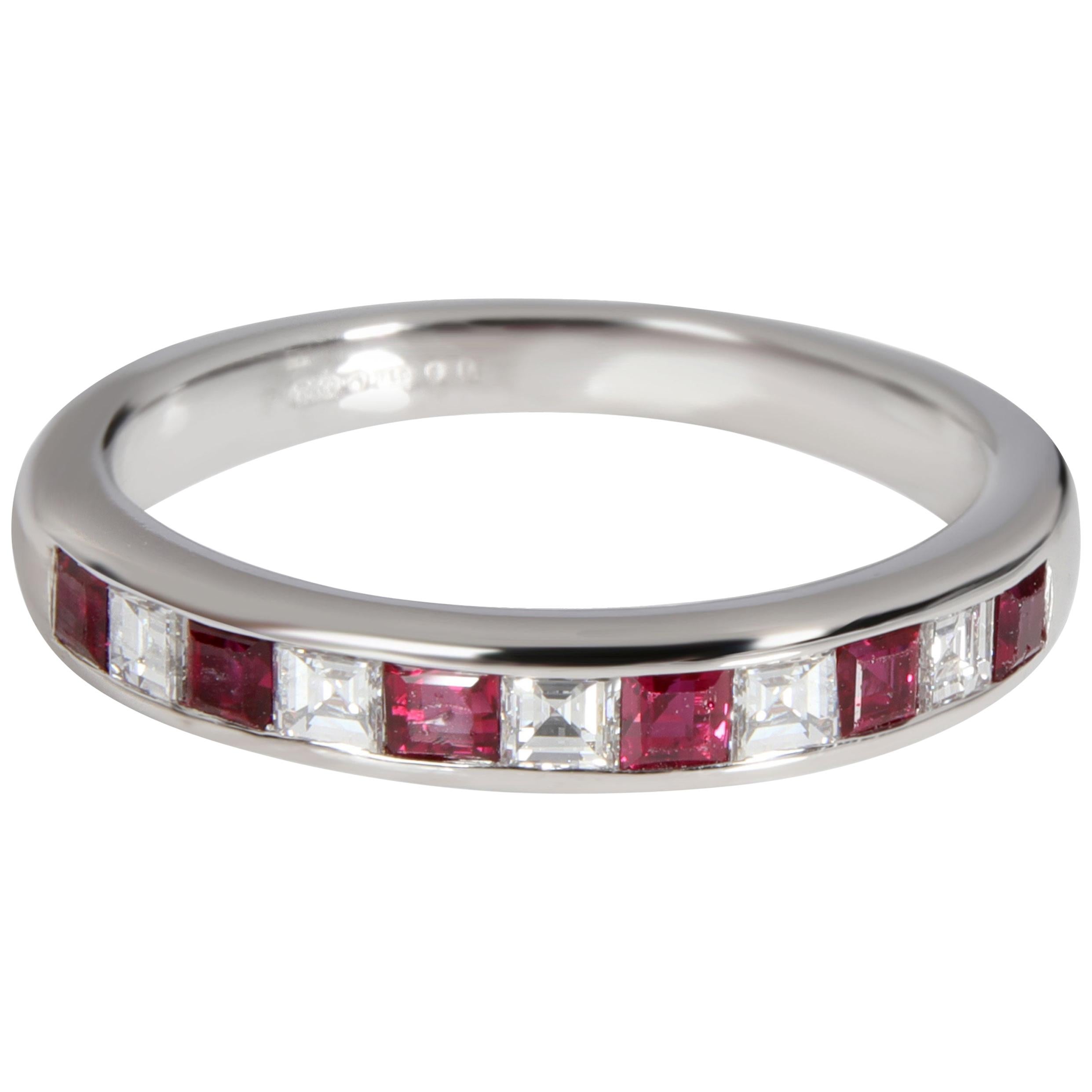 Tiffany & Co. Channel Set Ruby Diamond Band in Platinum 0.25 Carat