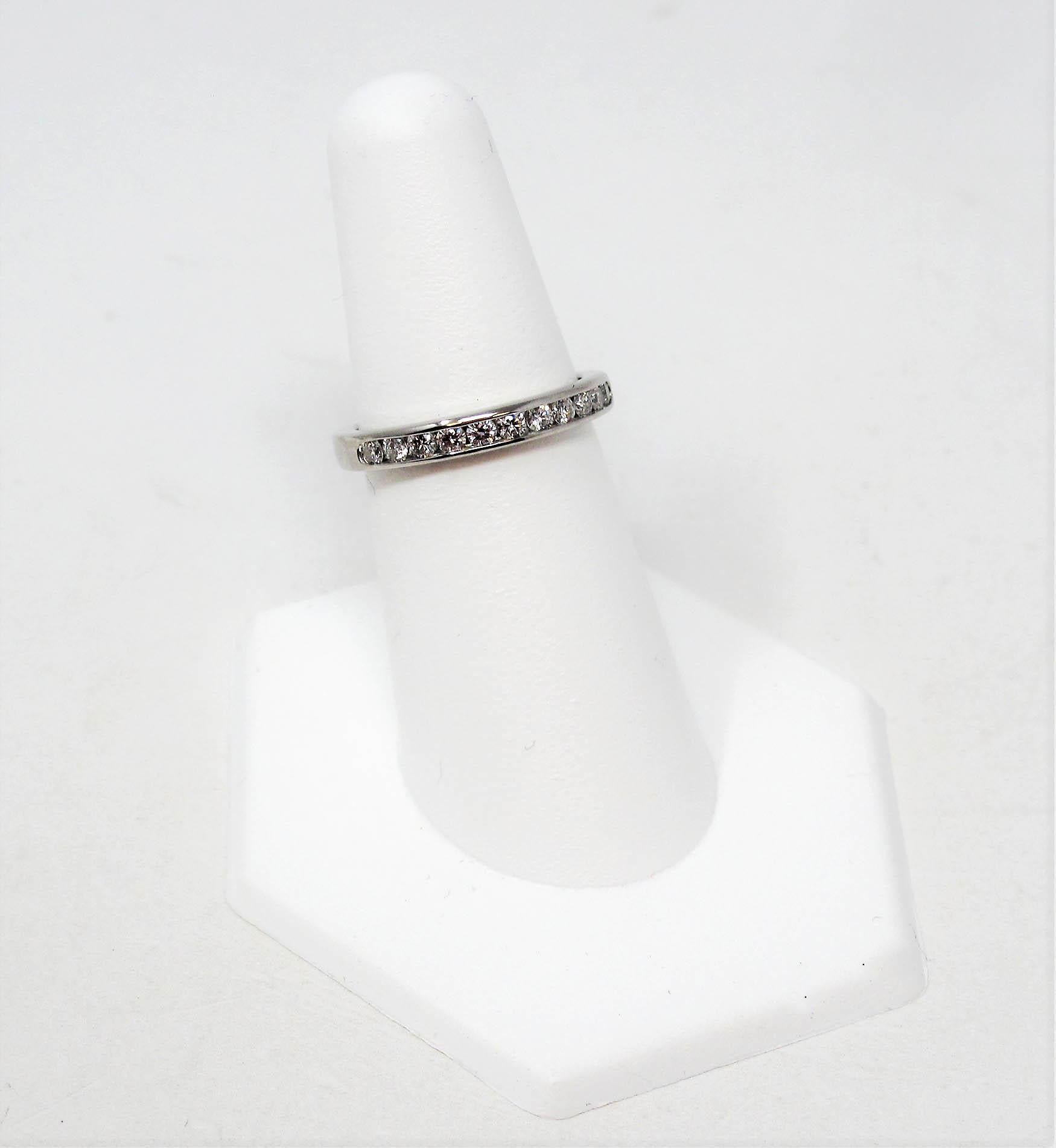 Tiffany & Co. Channel Set Semi Eternity Diamond Anniversary Band Ring Platinum In Excellent Condition For Sale In Scottsdale, AZ