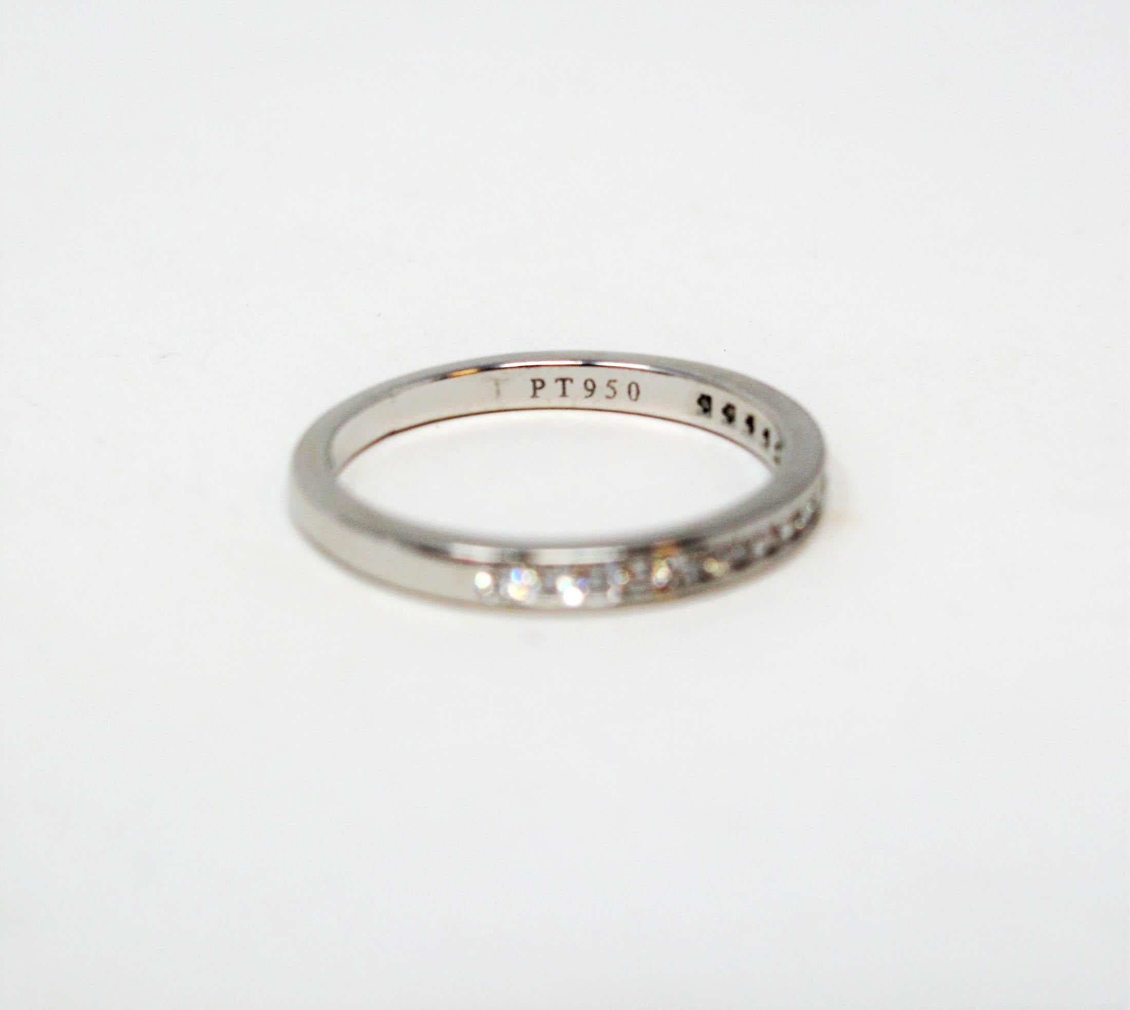 Tiffany & Co. Channel Set Semi Eternity Diamond Wedding Band Ring in Platinum For Sale 1