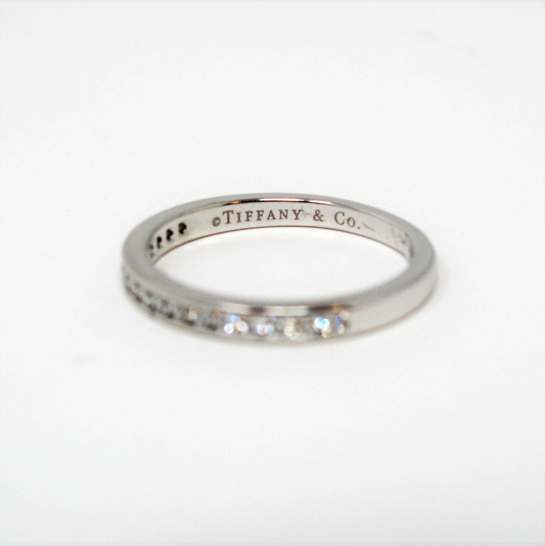 Women's Tiffany & Co. Channel Set Semi Eternity Diamond Wedding Band Ring in Platinum For Sale