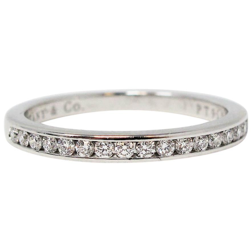 Tiffany & Co. Channel Set Semi Eternity Diamond Wedding Band Ring in Platinum For Sale