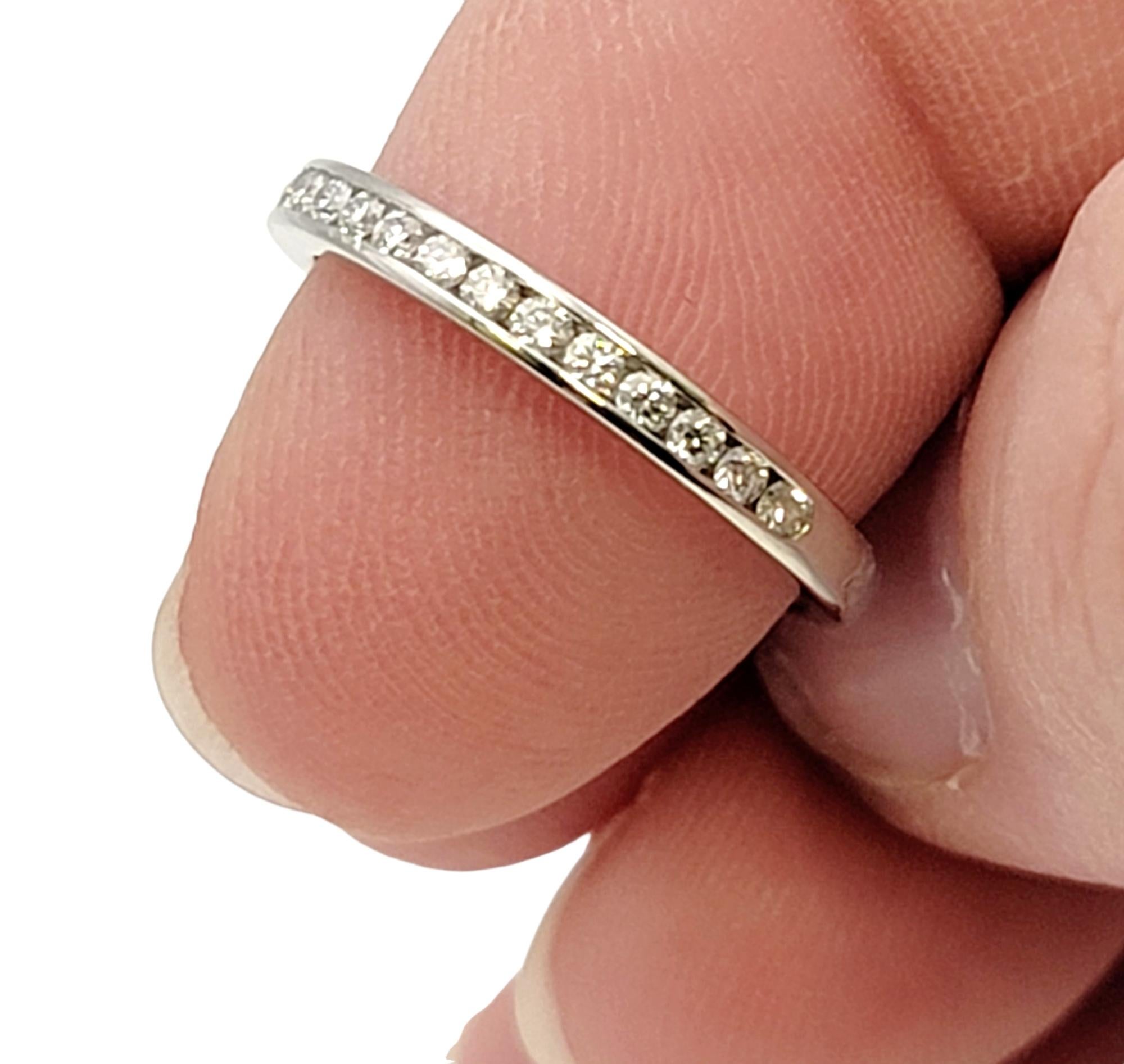 Tiffany & Co. Channel Set Semi Eternity Diamond Wedding Band Ring Platinum 3.75 For Sale 1
