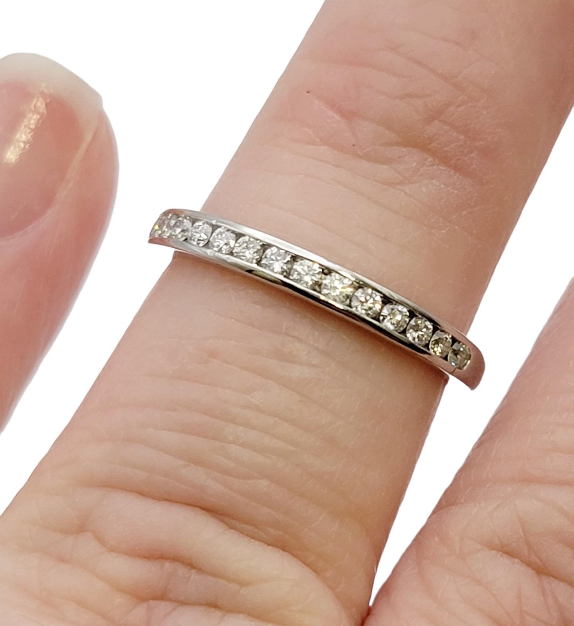 Tiffany & Co. Channel Set Semi Eternity Diamond Wedding Band Ring Platinum 3.75 For Sale 2