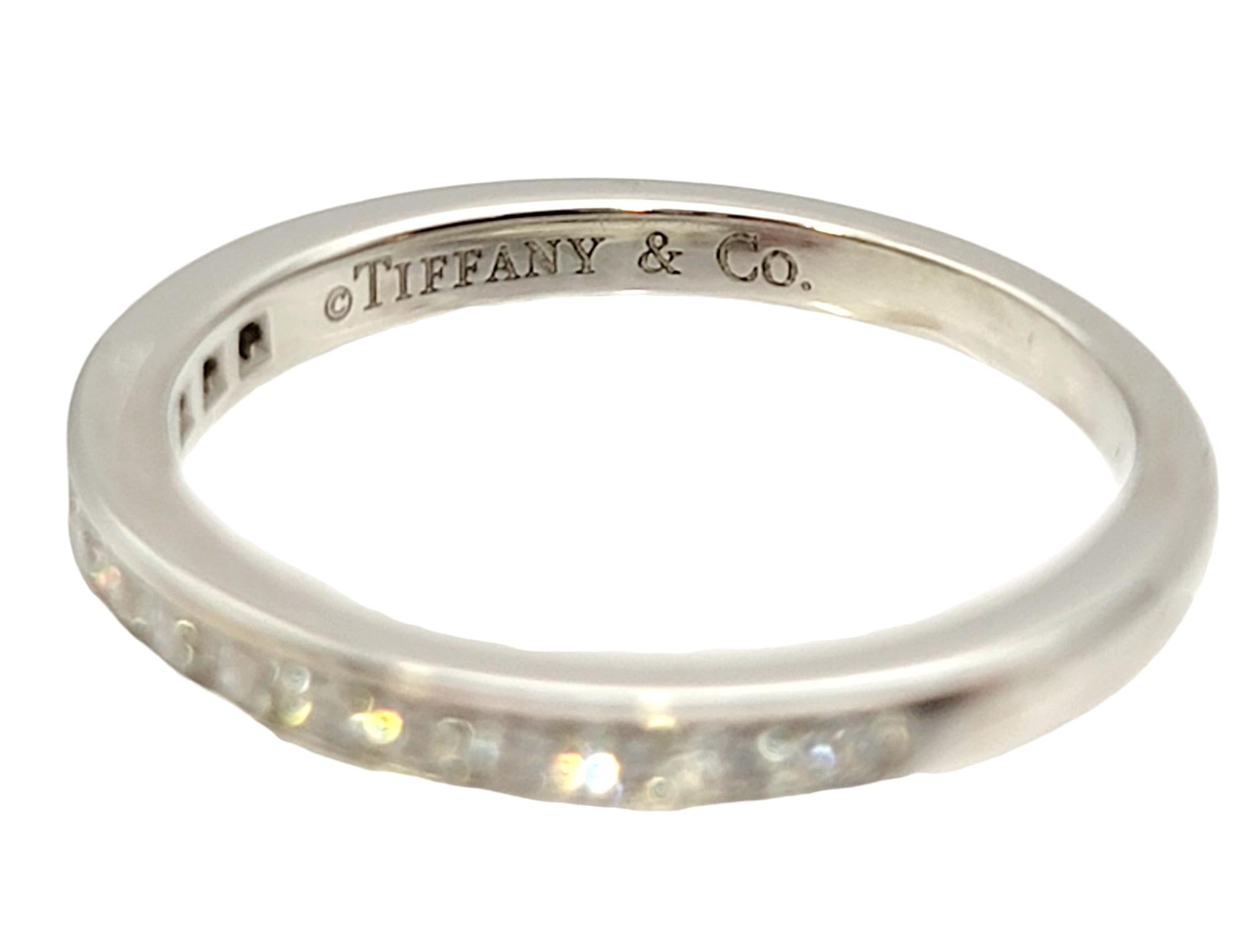 Round Cut Tiffany & Co. Channel Set Semi Eternity Diamond Wedding Band Ring Platinum 3.75 For Sale