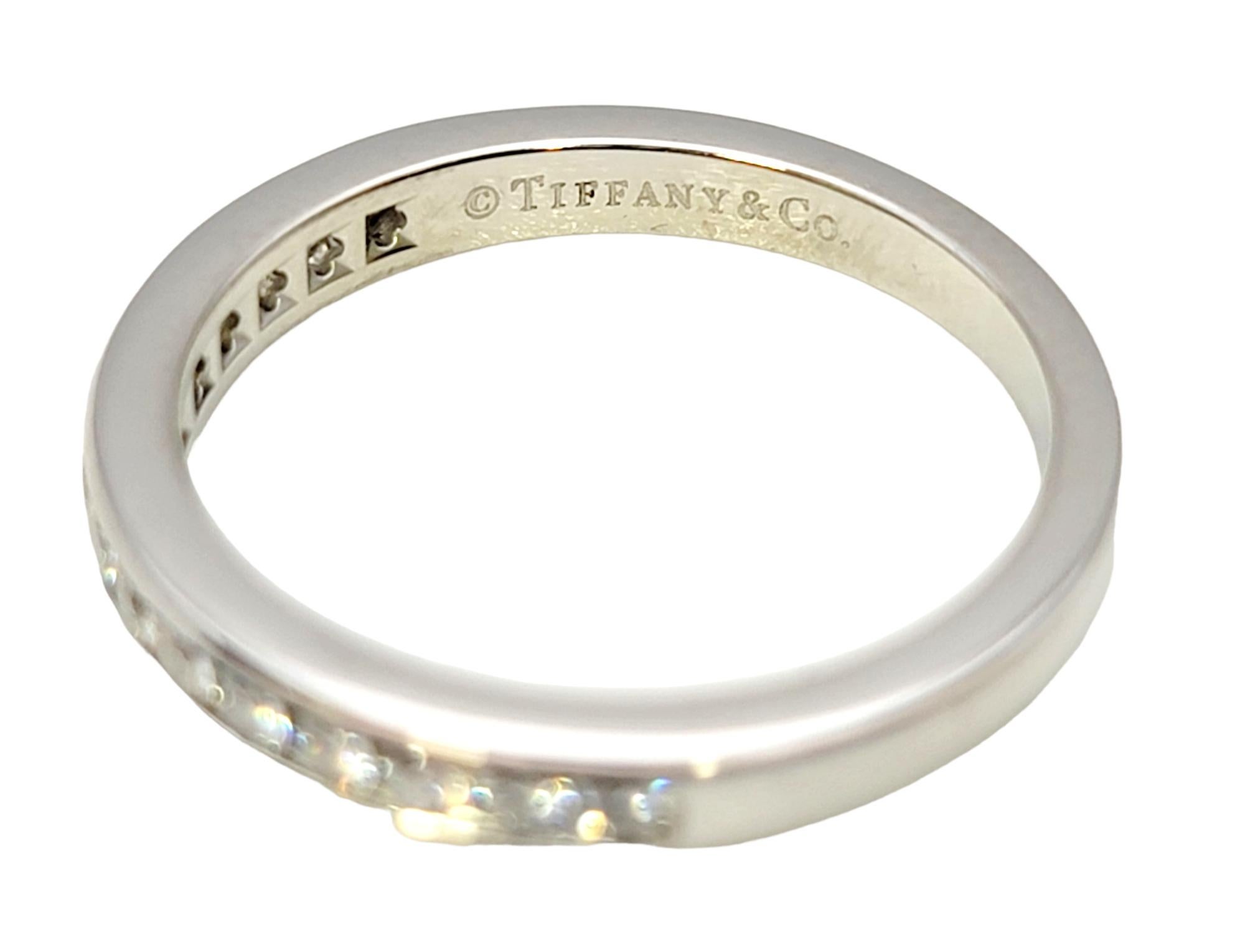 Tiffany & Co. Channel Set Semi Eternity Diamond Wedding Band Ring Platinum 5.25 For Sale 4