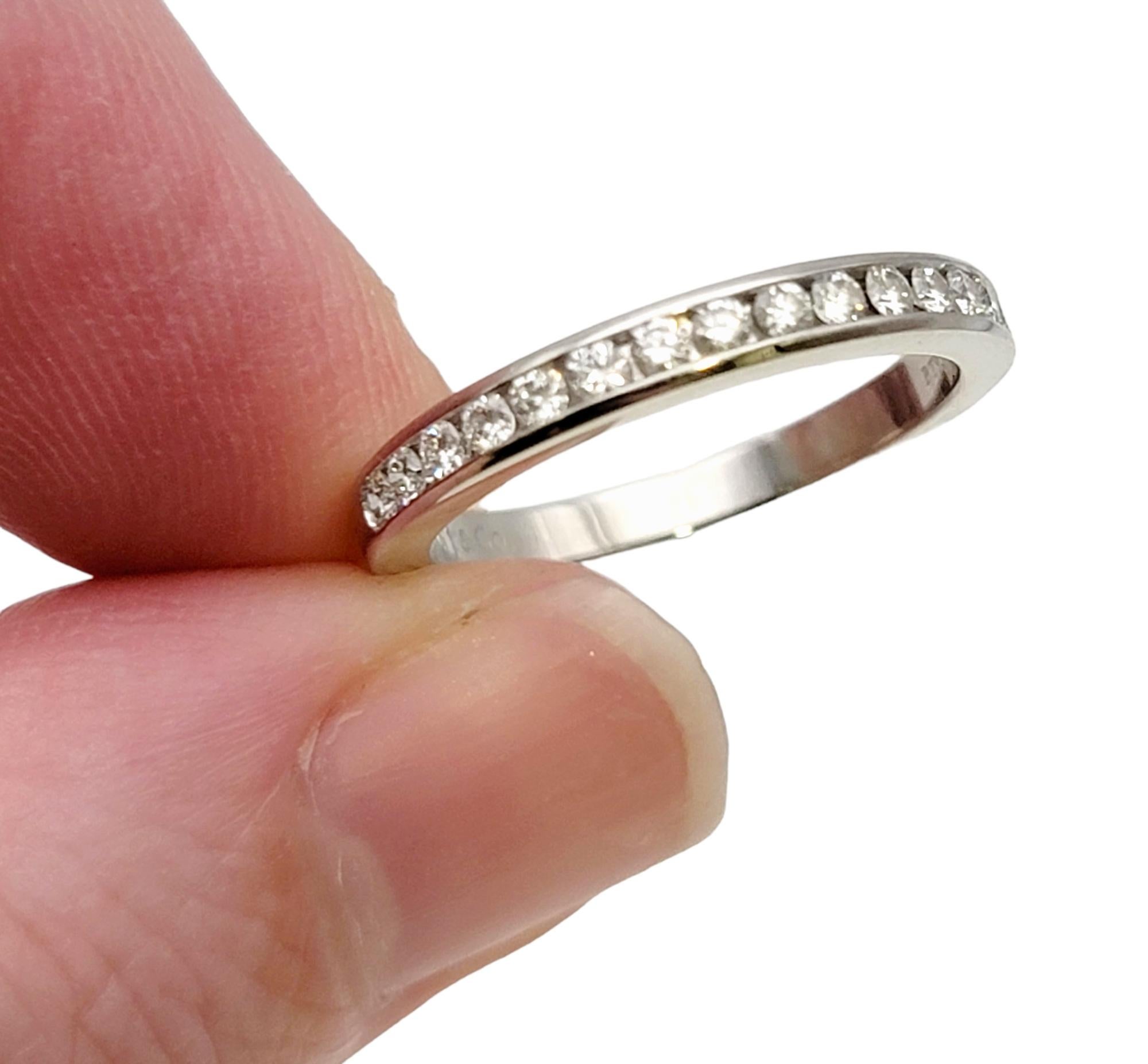 Tiffany & Co. Channel Set Semi Eternity Diamond Wedding Band Ring Platinum 5.25 For Sale 6