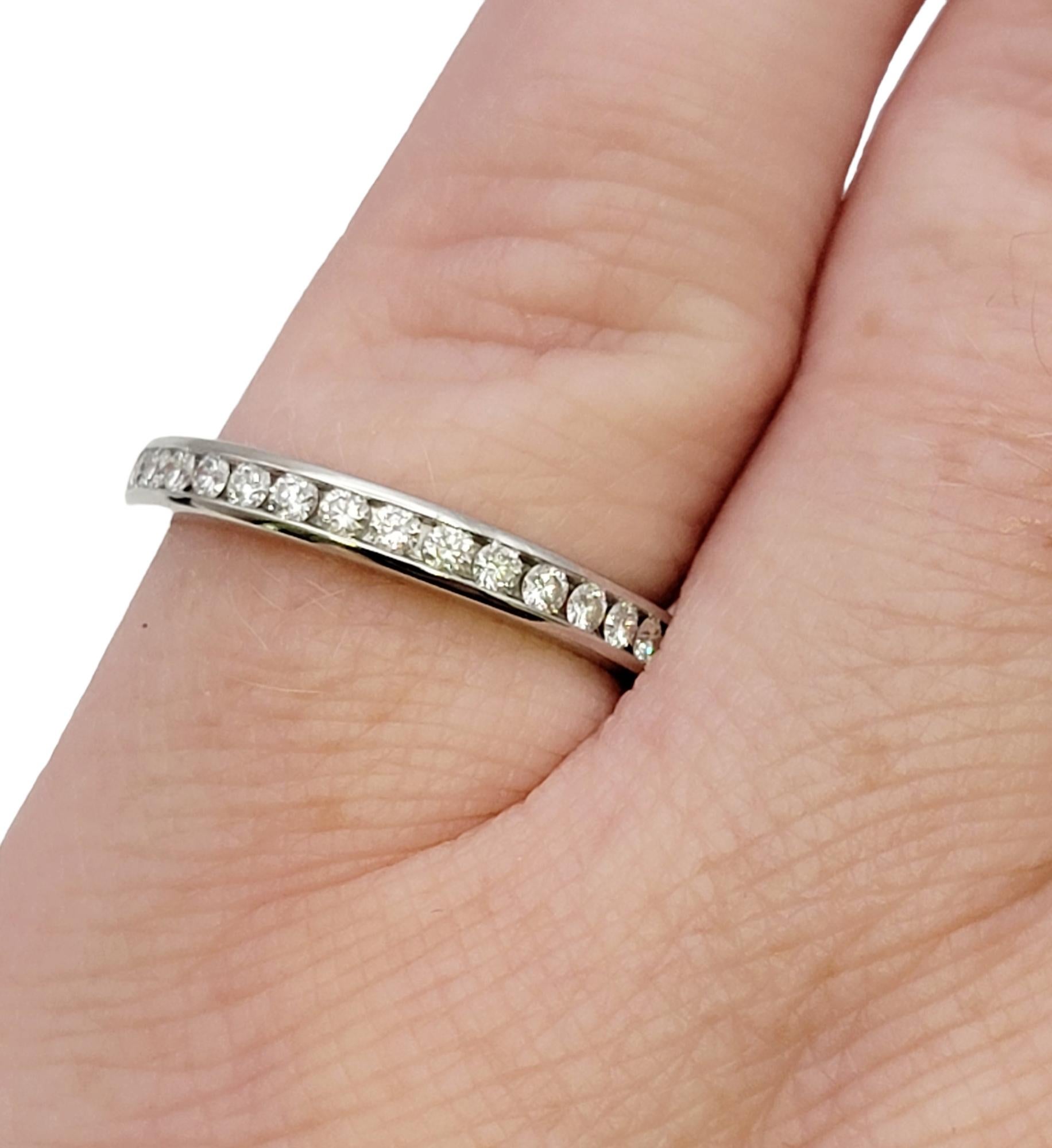 Tiffany & Co. Channel Set Semi Eternity Diamond Wedding Band Ring Platinum 5.25 For Sale 8