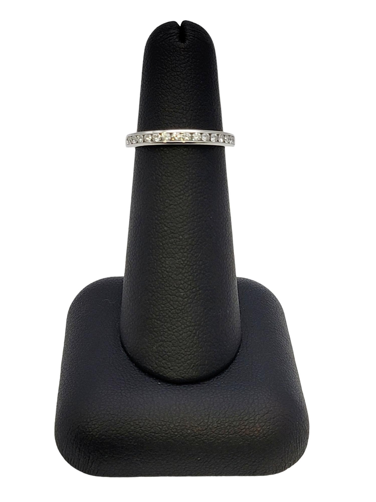 Tiffany & Co. Channel Set Semi Eternity Diamond Wedding Band Ring Platinum 5.25 For Sale 9