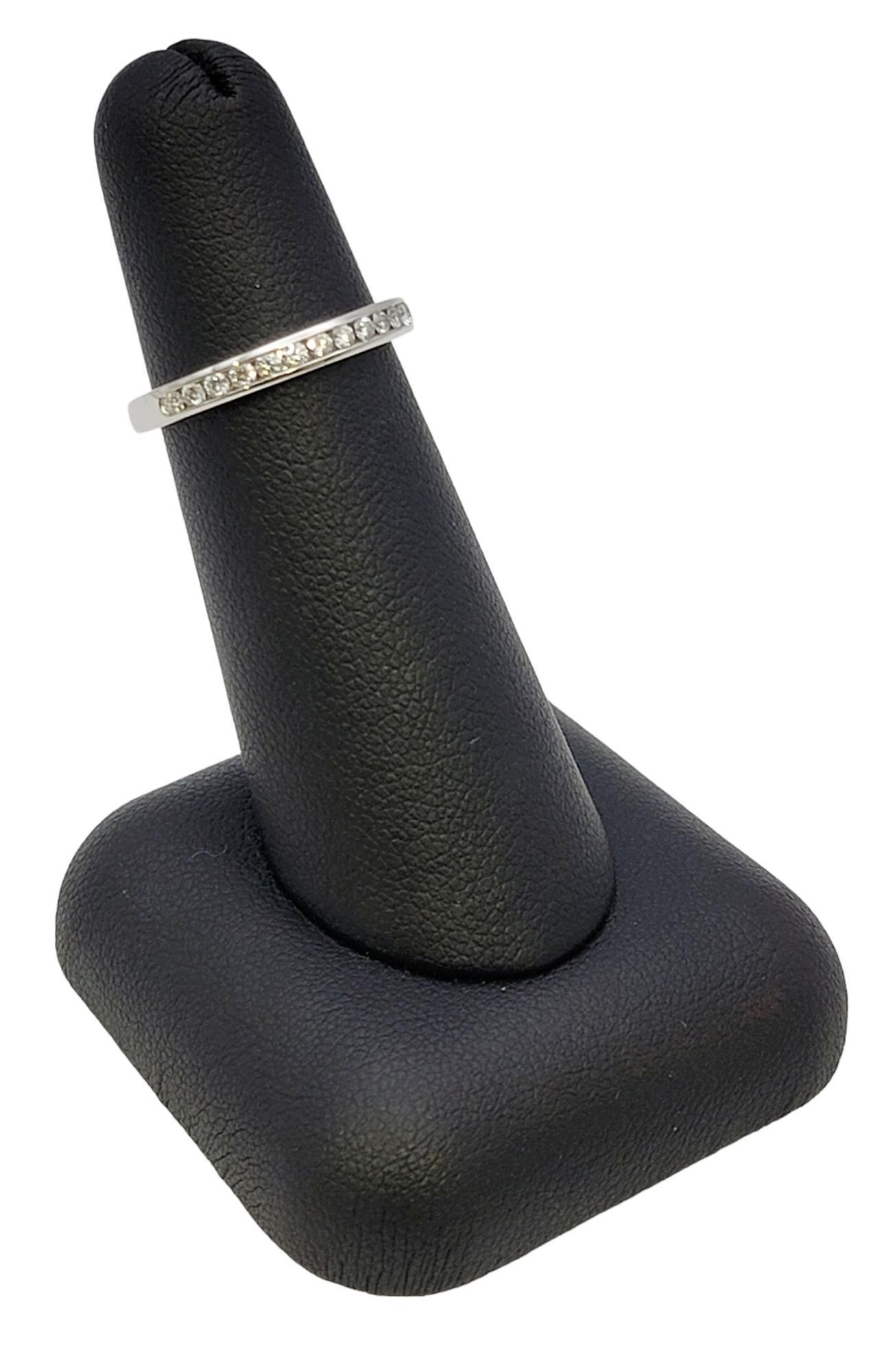 Tiffany & Co. Channel Set Semi Eternity Diamond Wedding Band Ring Platinum 5.25 For Sale 10