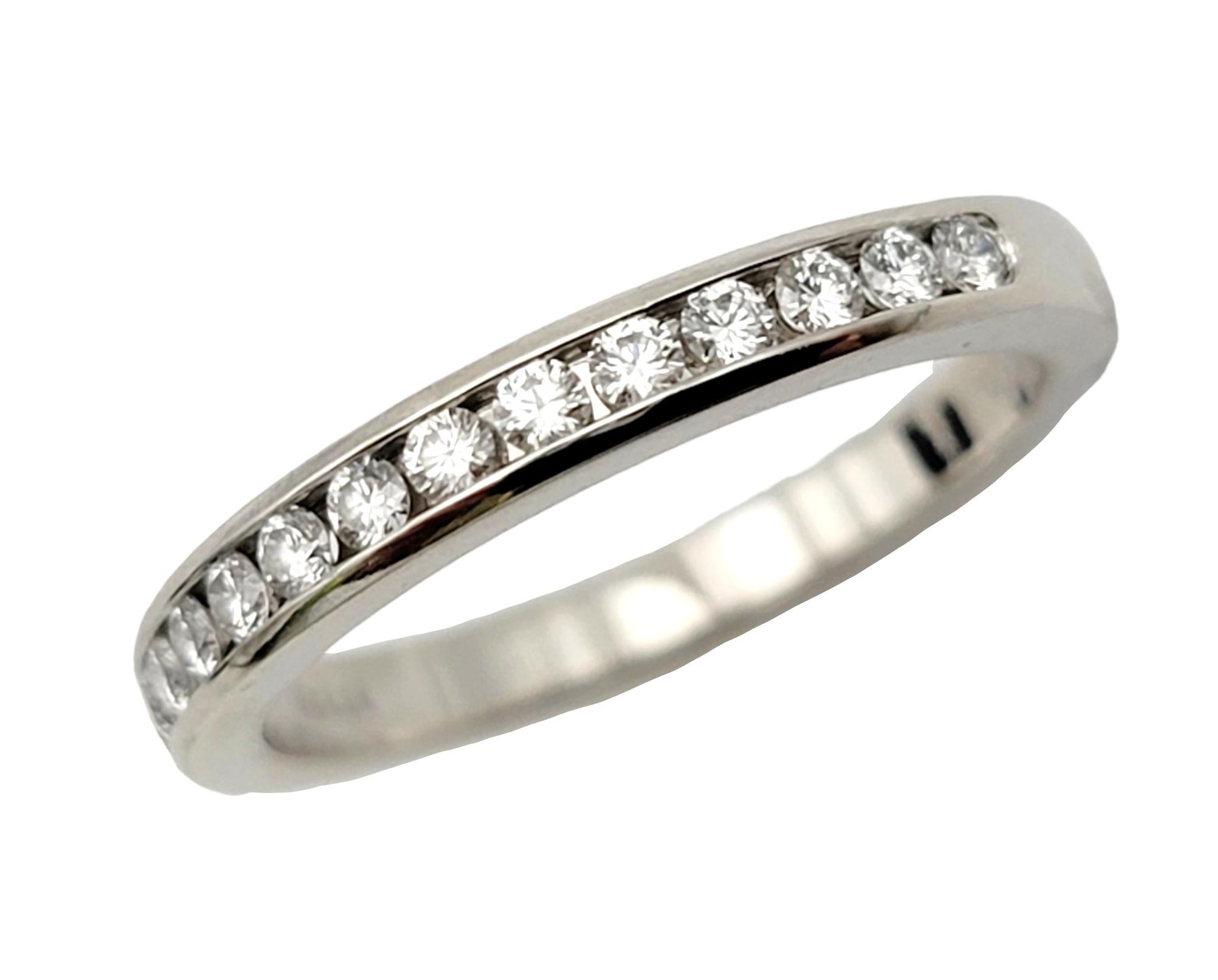 Contemporary Tiffany & Co. Channel Set Semi Eternity Diamond Wedding Band Ring Platinum 5.25 For Sale