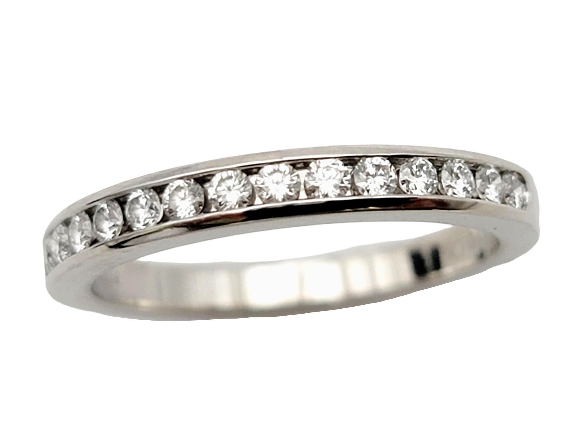 Round Cut Tiffany & Co. Channel Set Semi Eternity Diamond Wedding Band Ring Platinum 5.25 For Sale