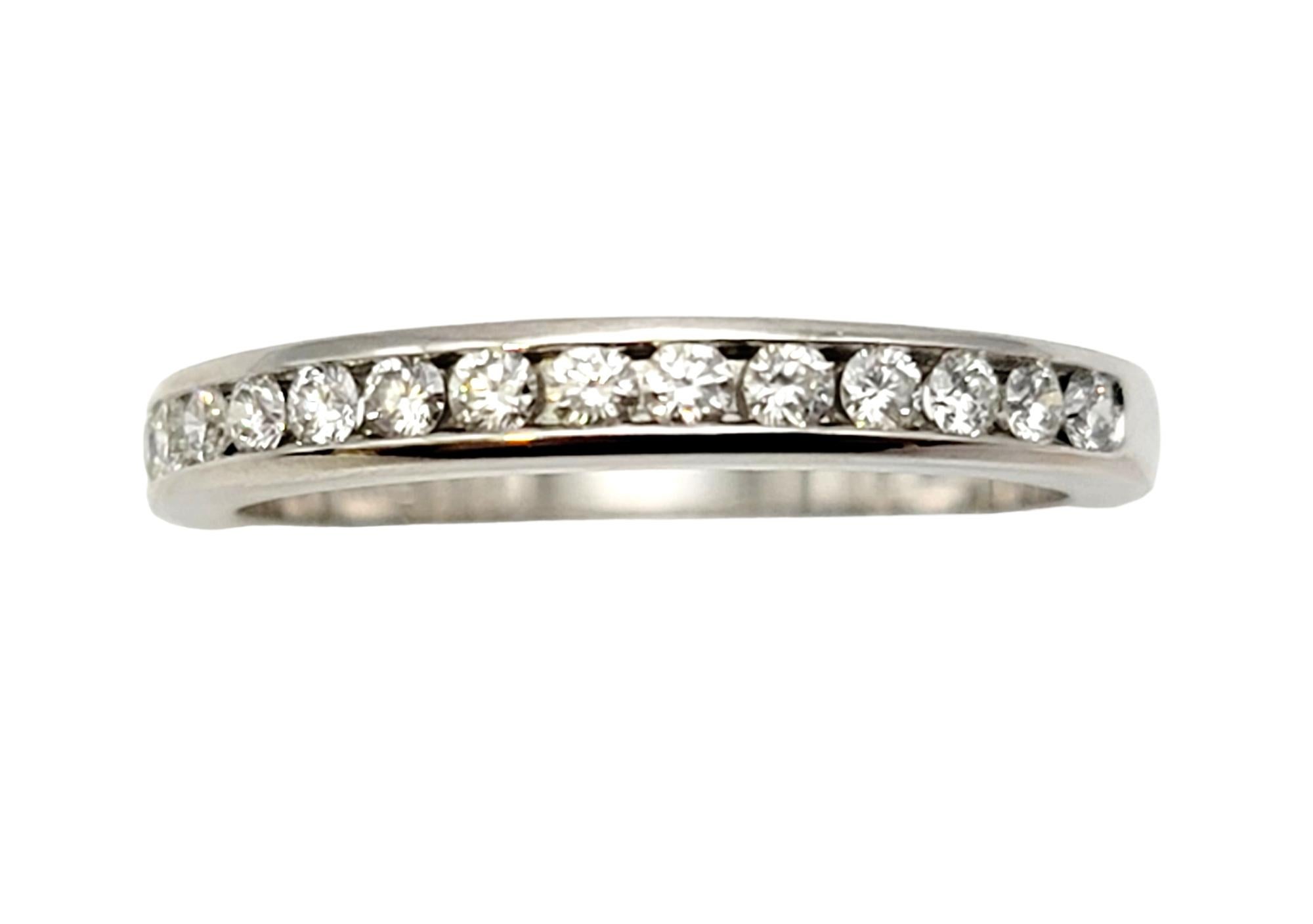 Women's Tiffany & Co. Channel Set Semi Eternity Diamond Wedding Band Ring Platinum 5.25 For Sale
