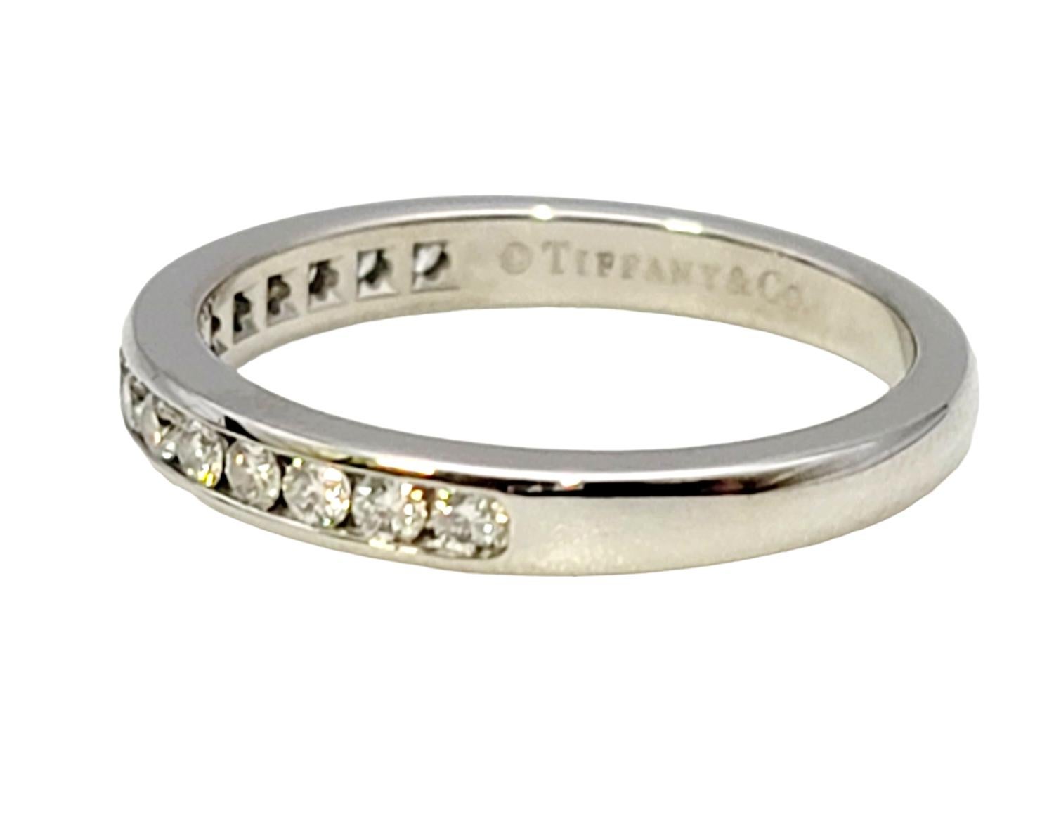 Tiffany & Co. Channel Set Semi Eternity Diamond Wedding Band Ring Platinum 5.25 For Sale 1
