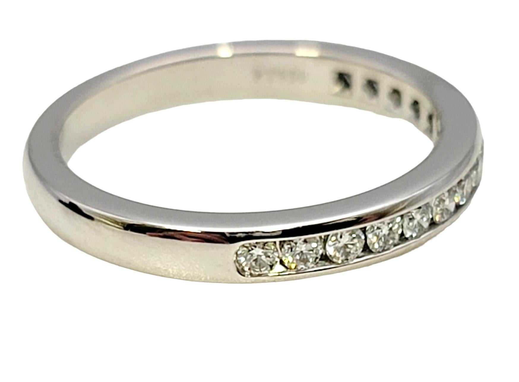 Tiffany & Co. Channel Set Semi Eternity Diamond Wedding Band Ring Platinum 5.25 For Sale 2
