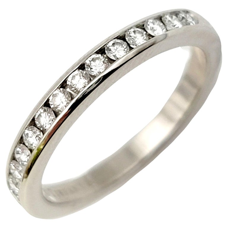 Tiffany and Co. Channel Set Semi Eternity Diamond Wedding Band Ring Platinum  For Sale at 1stDibs
