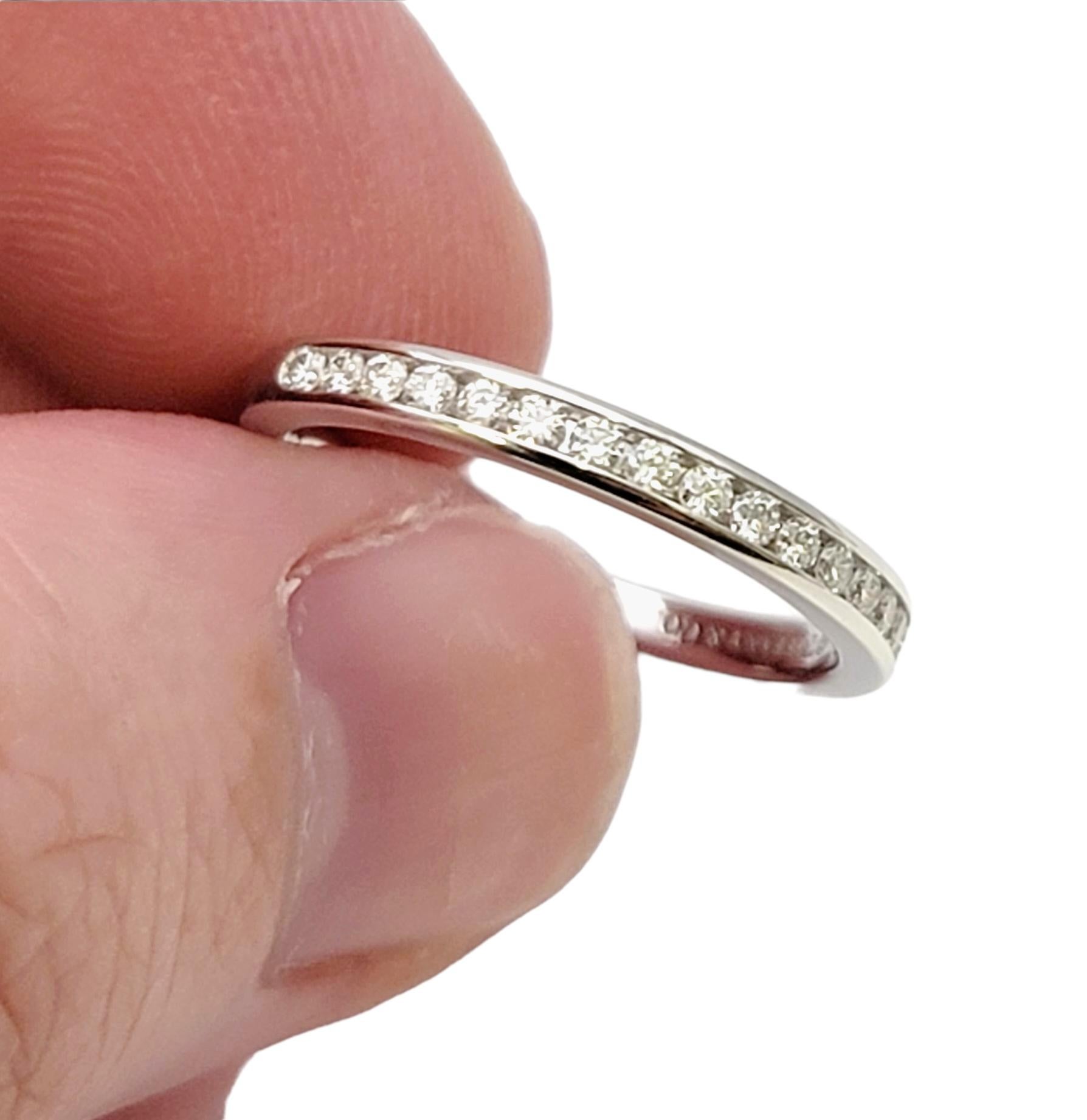 Tiffany & Co. Channel Set Semi Eternity Diamond Wedding Band Ring Platinum en vente 5