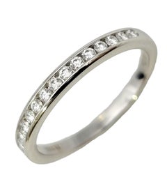 Tiffany & Co. Channel Set Semi Eternity Diamond Wedding Band Ring Platinum