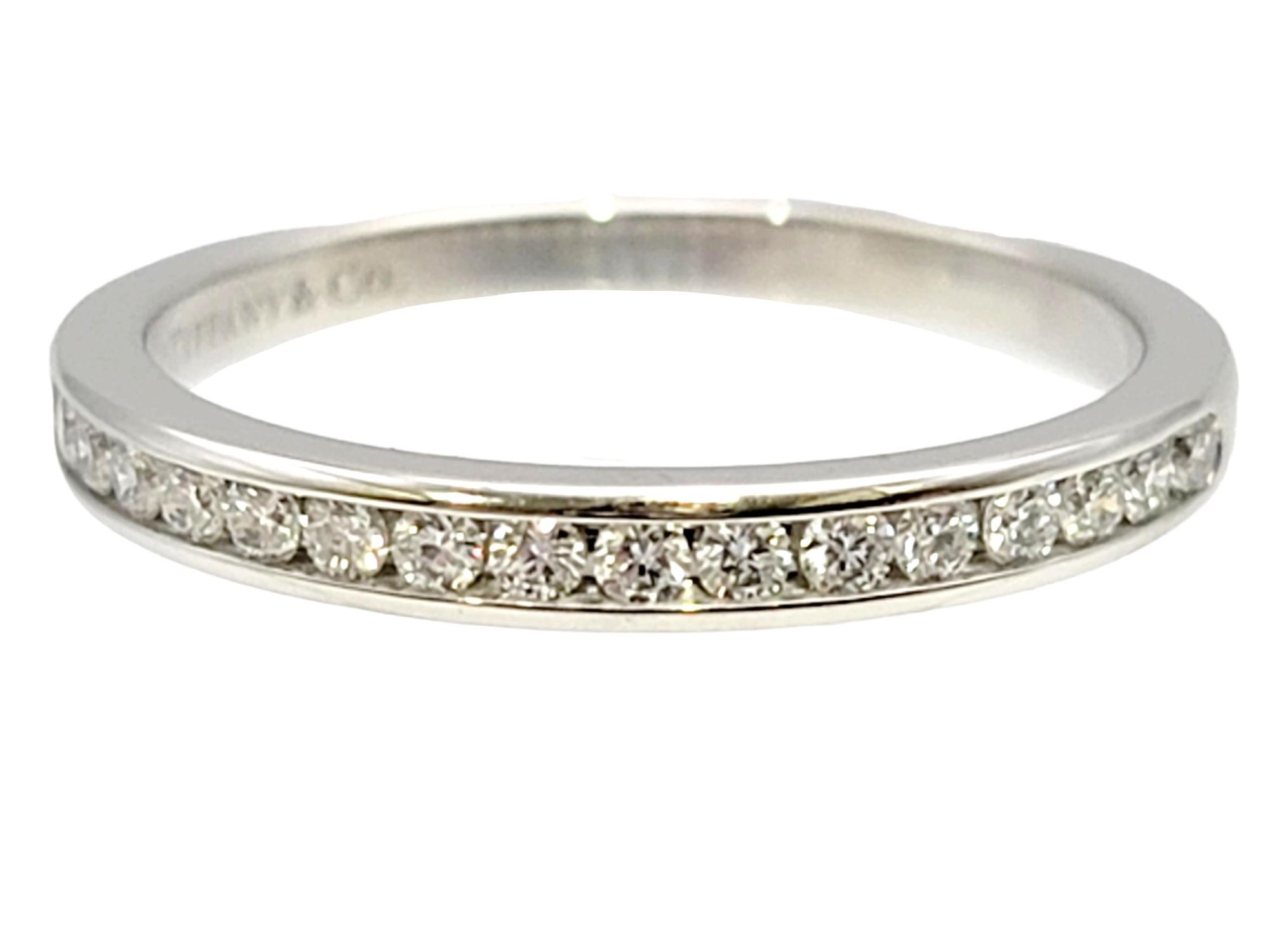 Contemporain Tiffany & Co. Channel Set Semi Eternity Diamond Wedding Band Ring Platinum en vente