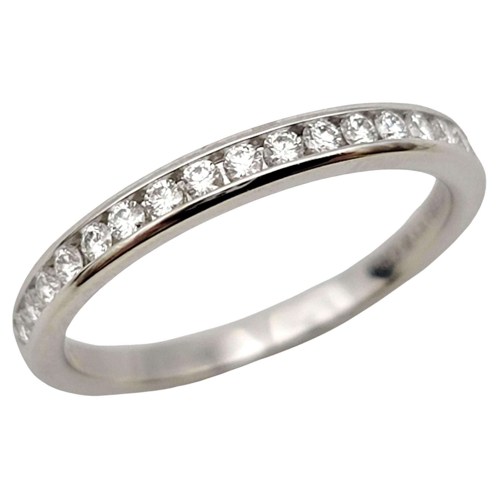 Tiffany & Co. Channel Set Semi Eternity Diamond Wedding Band Ring Platinum